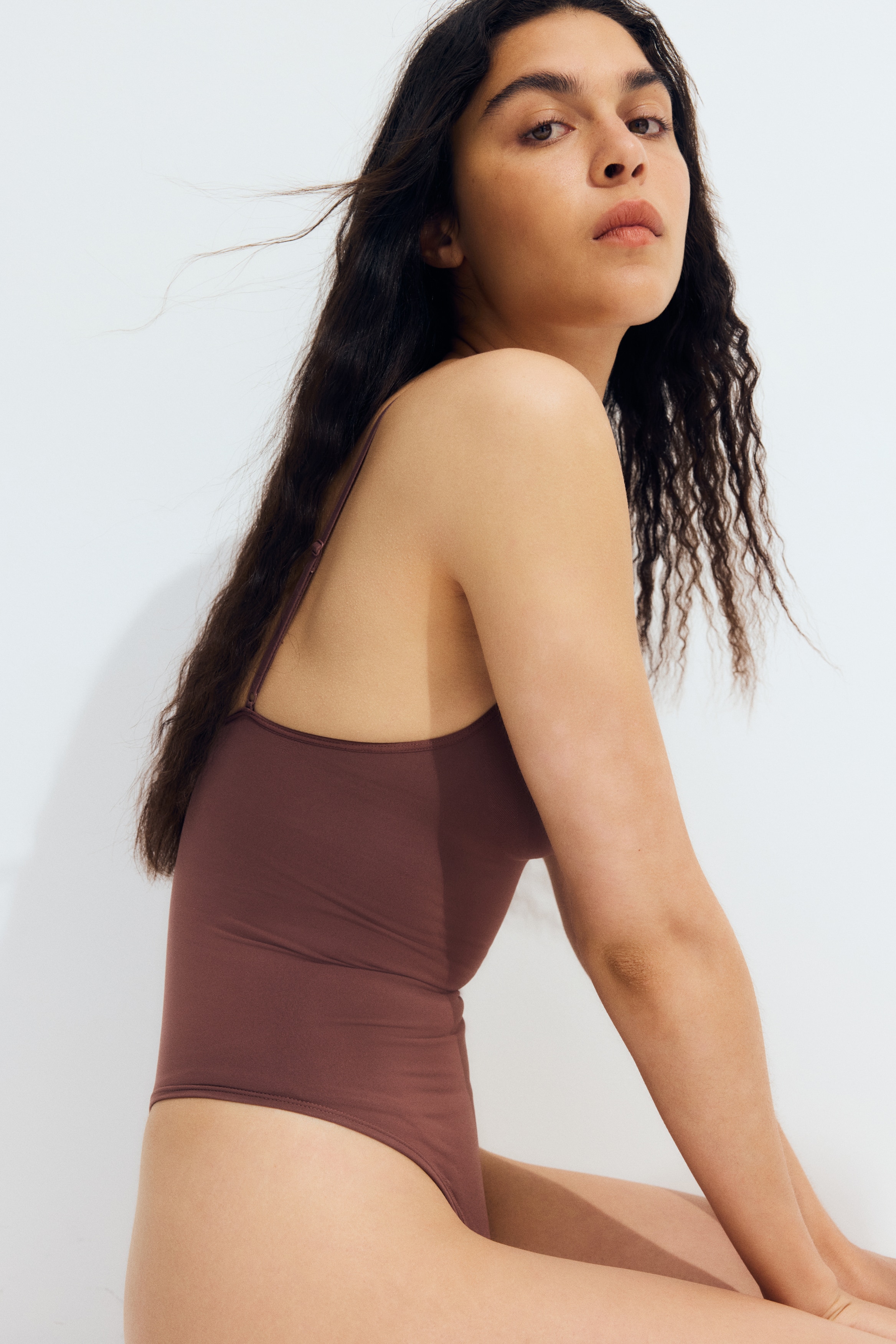 Firm Shape Sculpting Thong Bodysuit - Brown - Ladies | H&M US