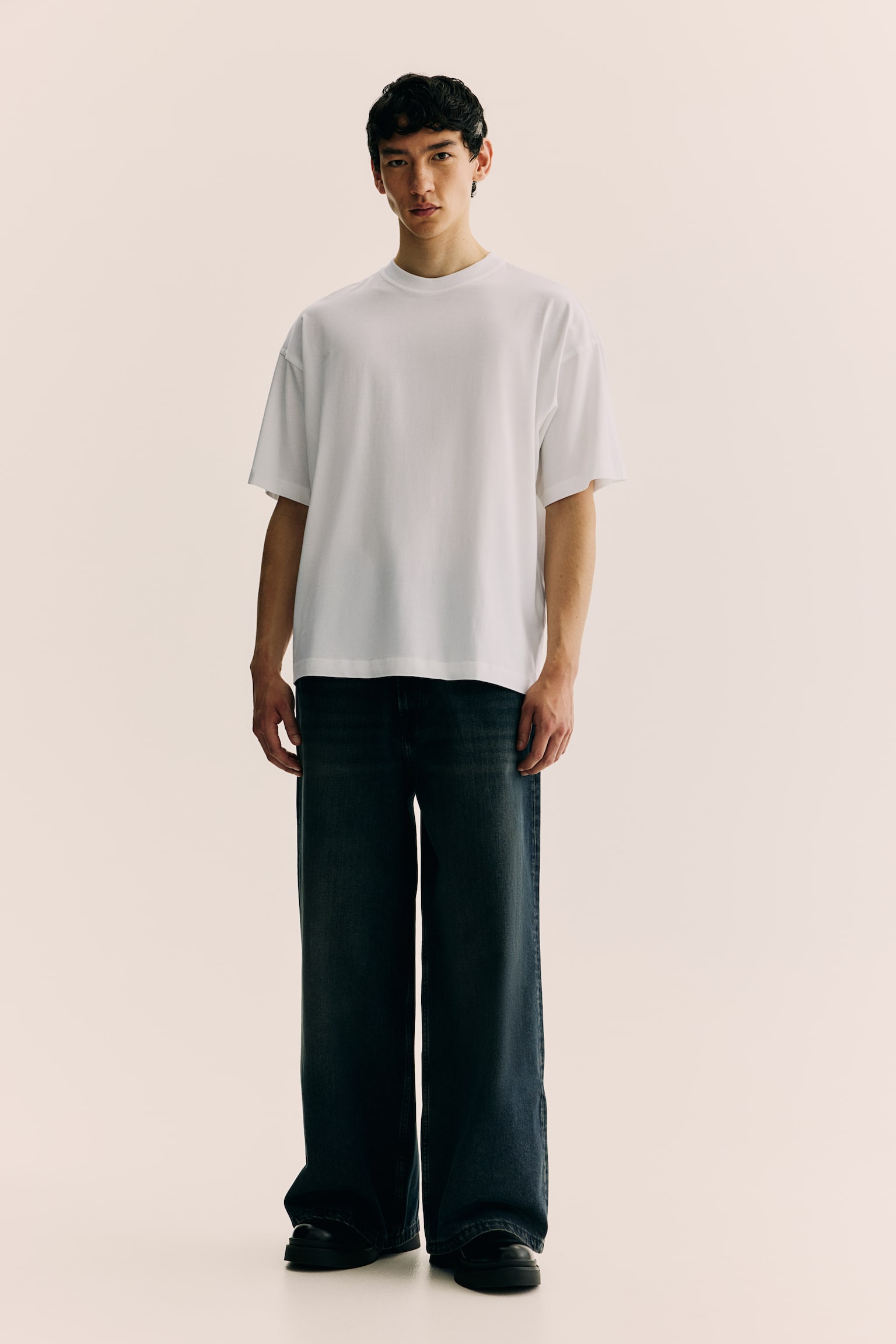 Oversized Fit T-shirt - White/Beige/Black/Beige - 3