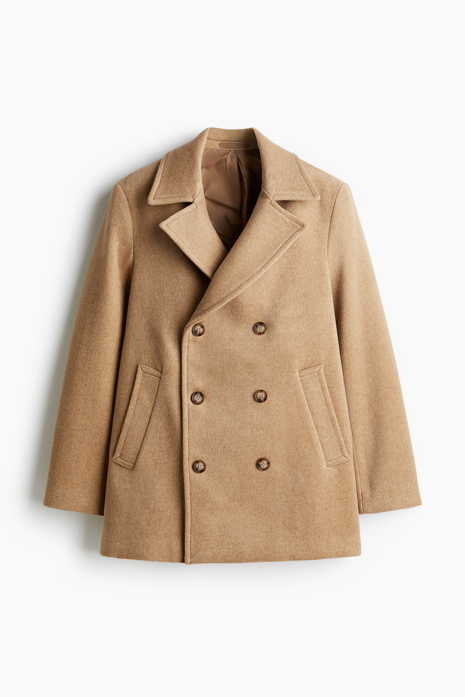 Regular Fit Wool-blend pea coat - Beige/Navy blue - 2