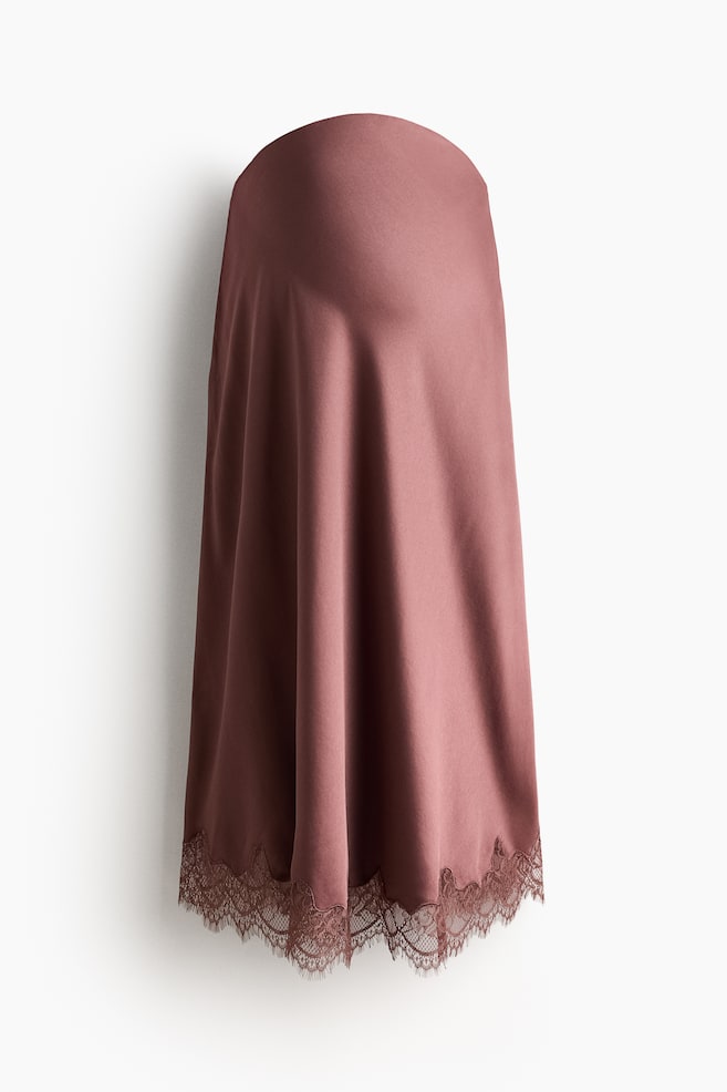 MAMA Falda slip con borde de encaje - Rosa tenue oscuro - 1