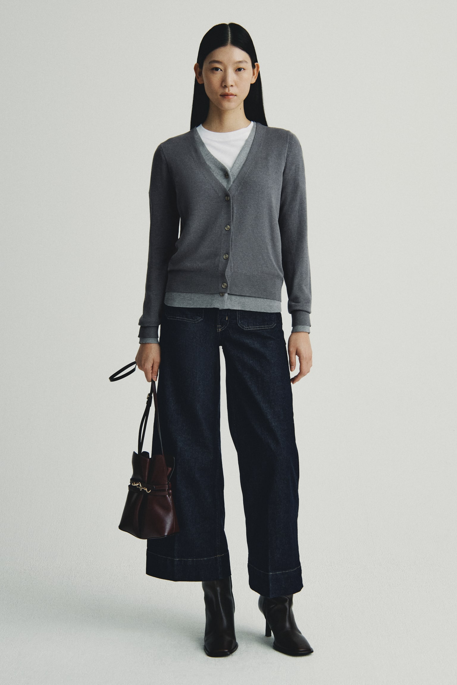 레이어드 가디건 - 그레이/라이트 그레이/베이지/라이트 베이지 - 6