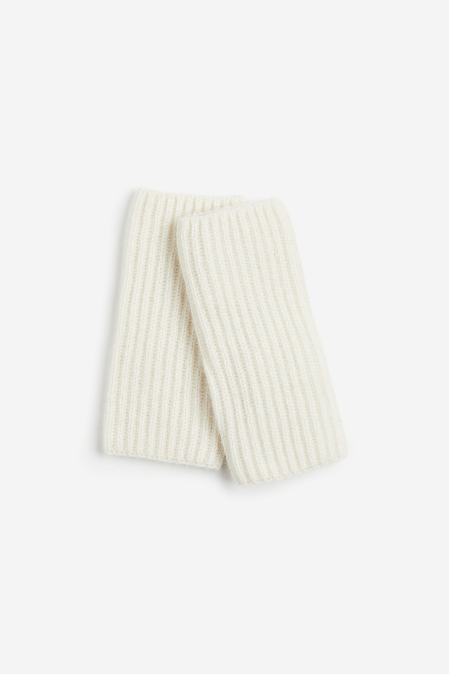 Rib-knit cashmere wrist warmers - White/Black - 1