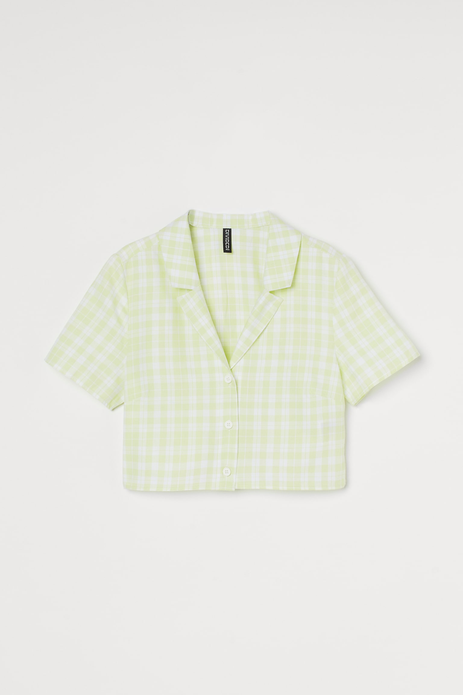 Cropped shirt - Light green/White checked