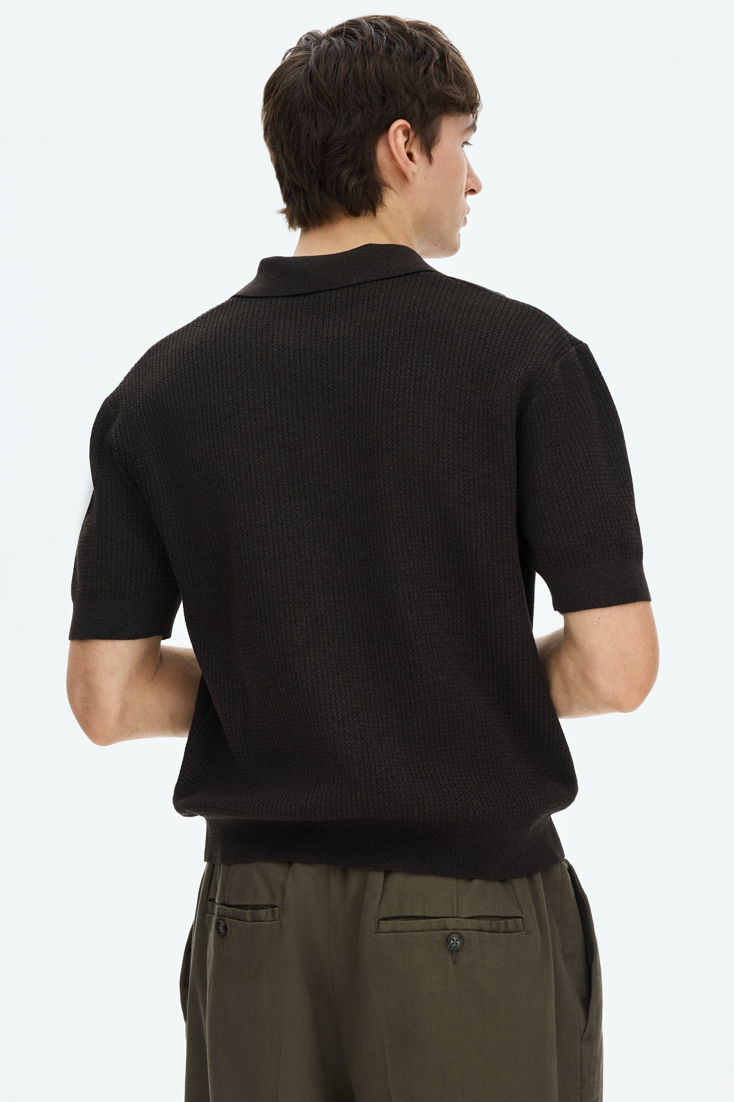Regular Fit Cable-knit polo shirt