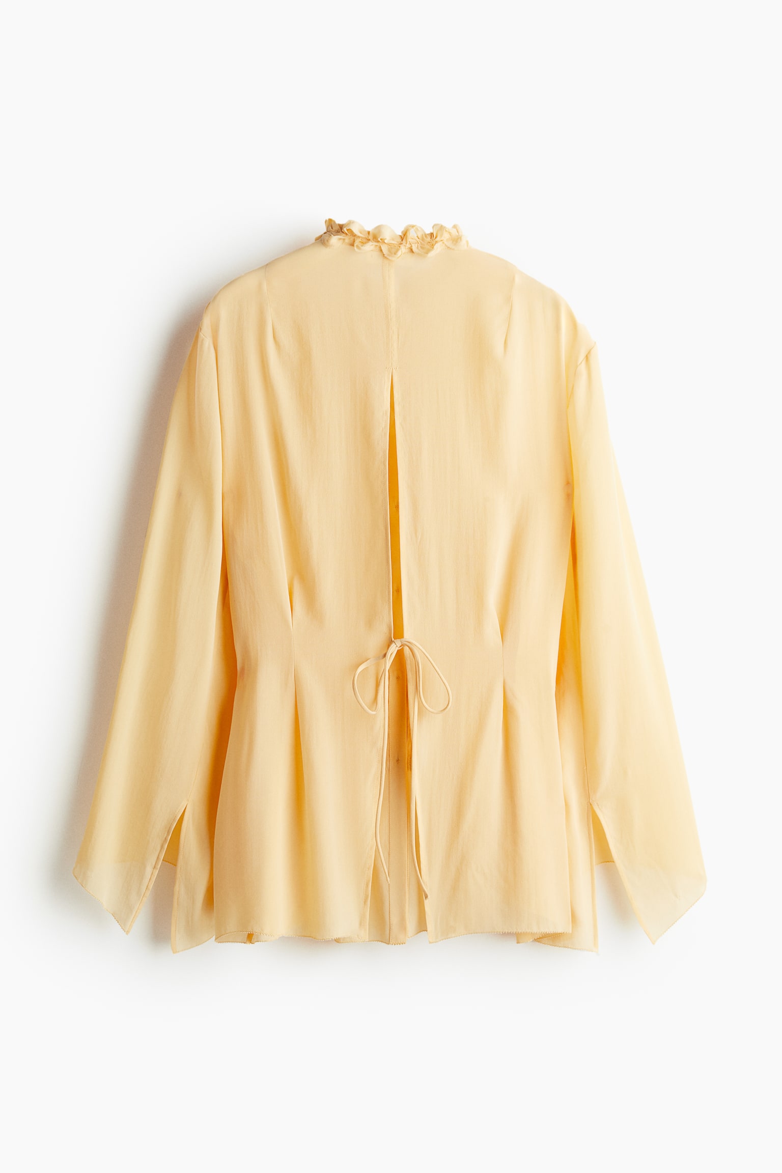 Silk-blend embellished blouse - Pastel yellow - 4