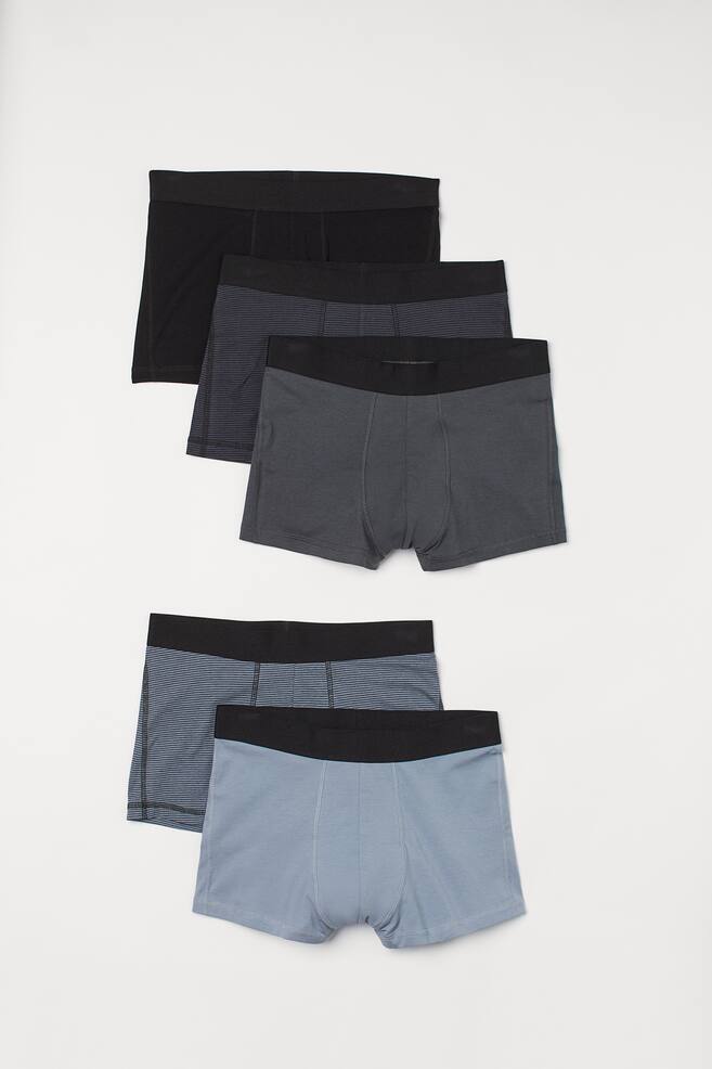 5-pack short cotton trunks - Blue/Grey - 1