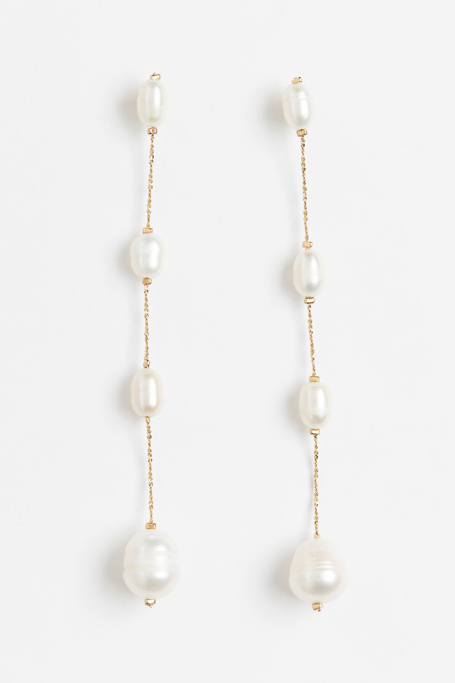 Gold-plated pearl earrings - Gold-coloured/White - 1