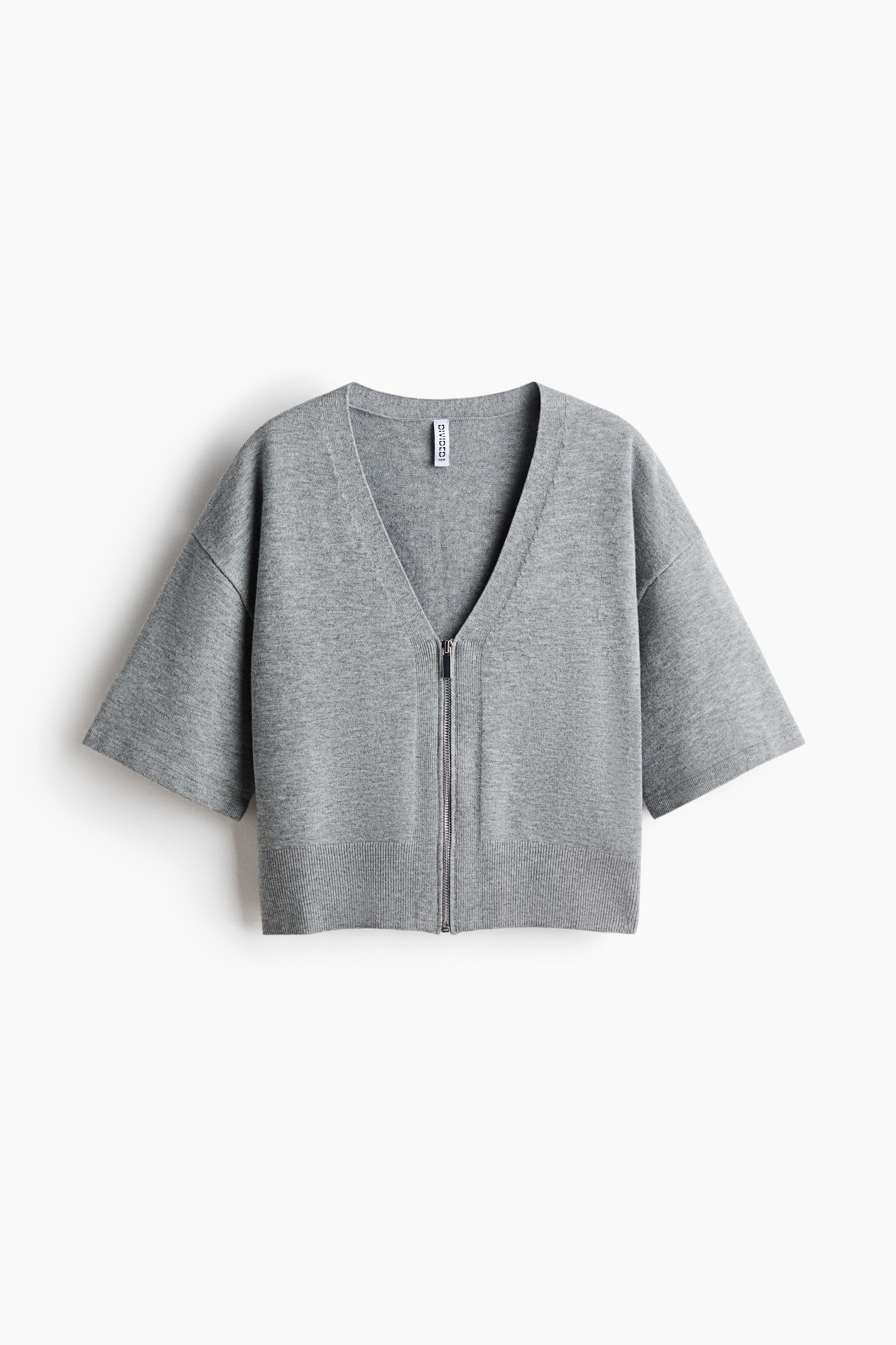 Short-Sleeved Cardigan with Zipper