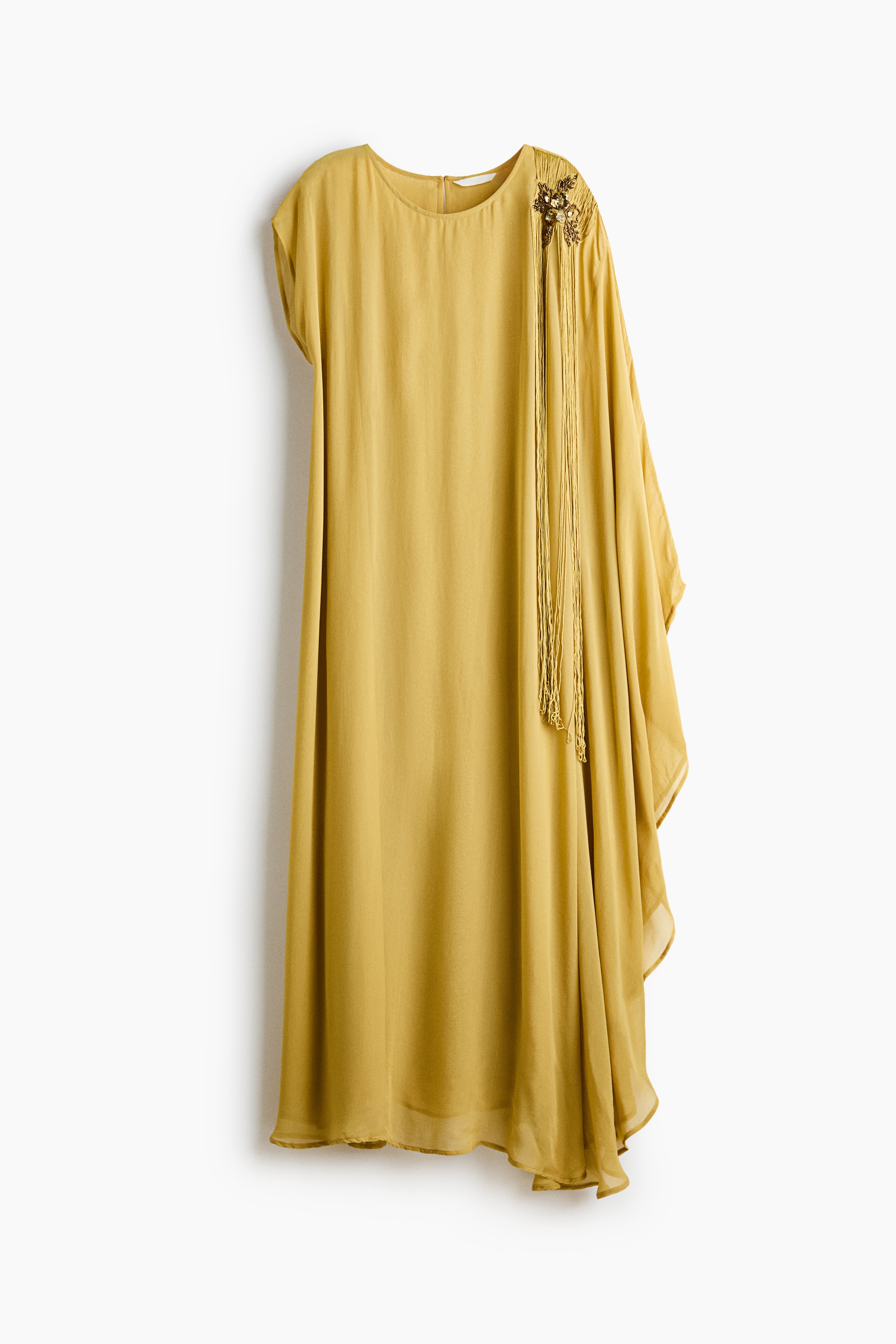 Embellished cape-detail dress