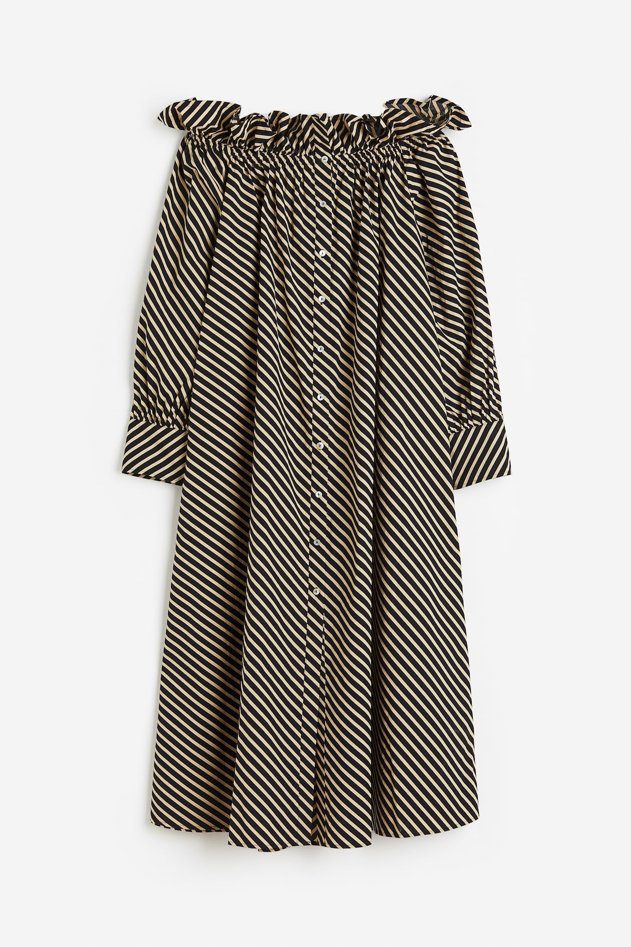 Abito a spalle scoperte Beige/nero righe DONNA H&M CH