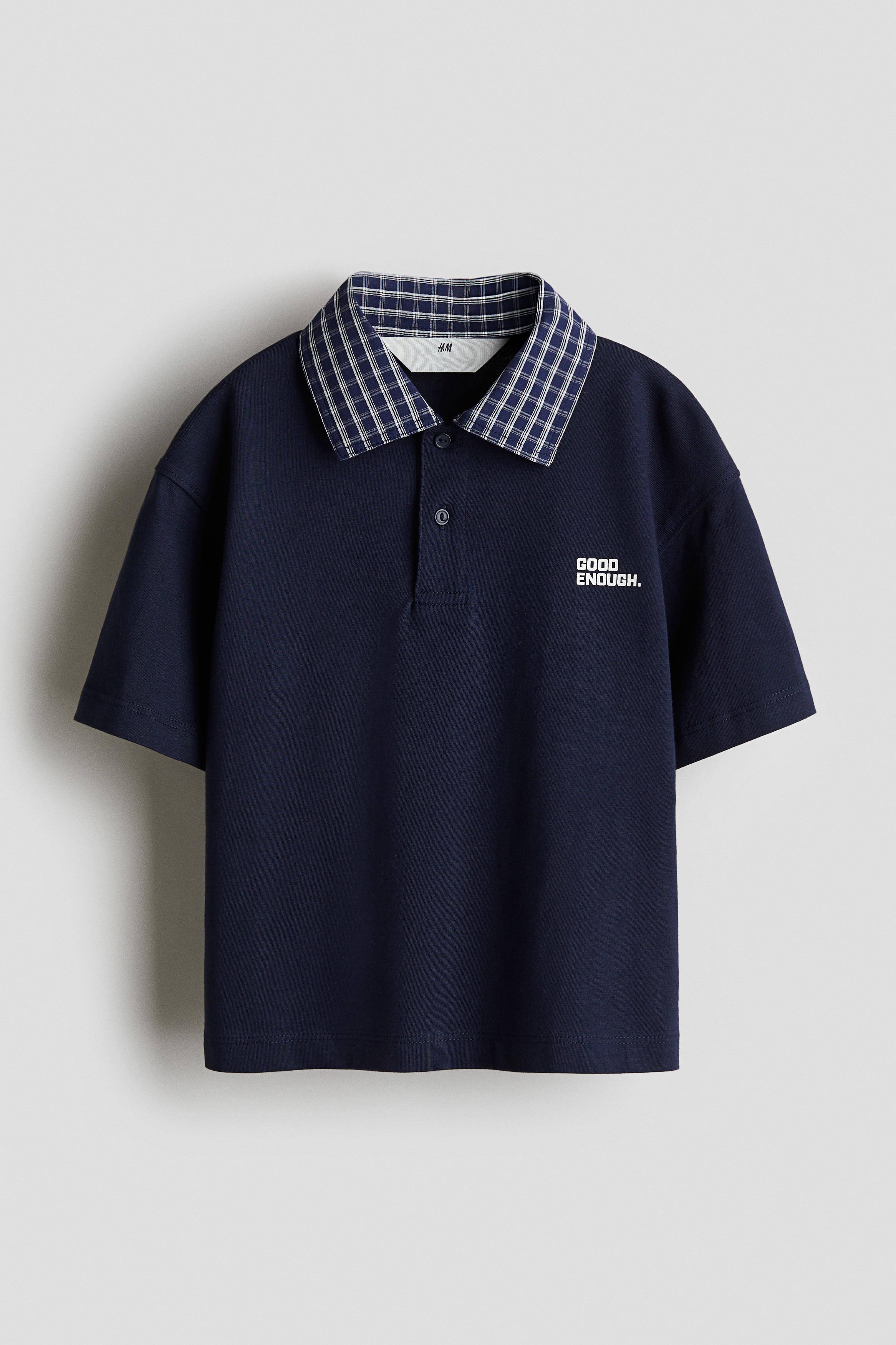 Printed cotton polo shirt - Navy blue/Good Enough