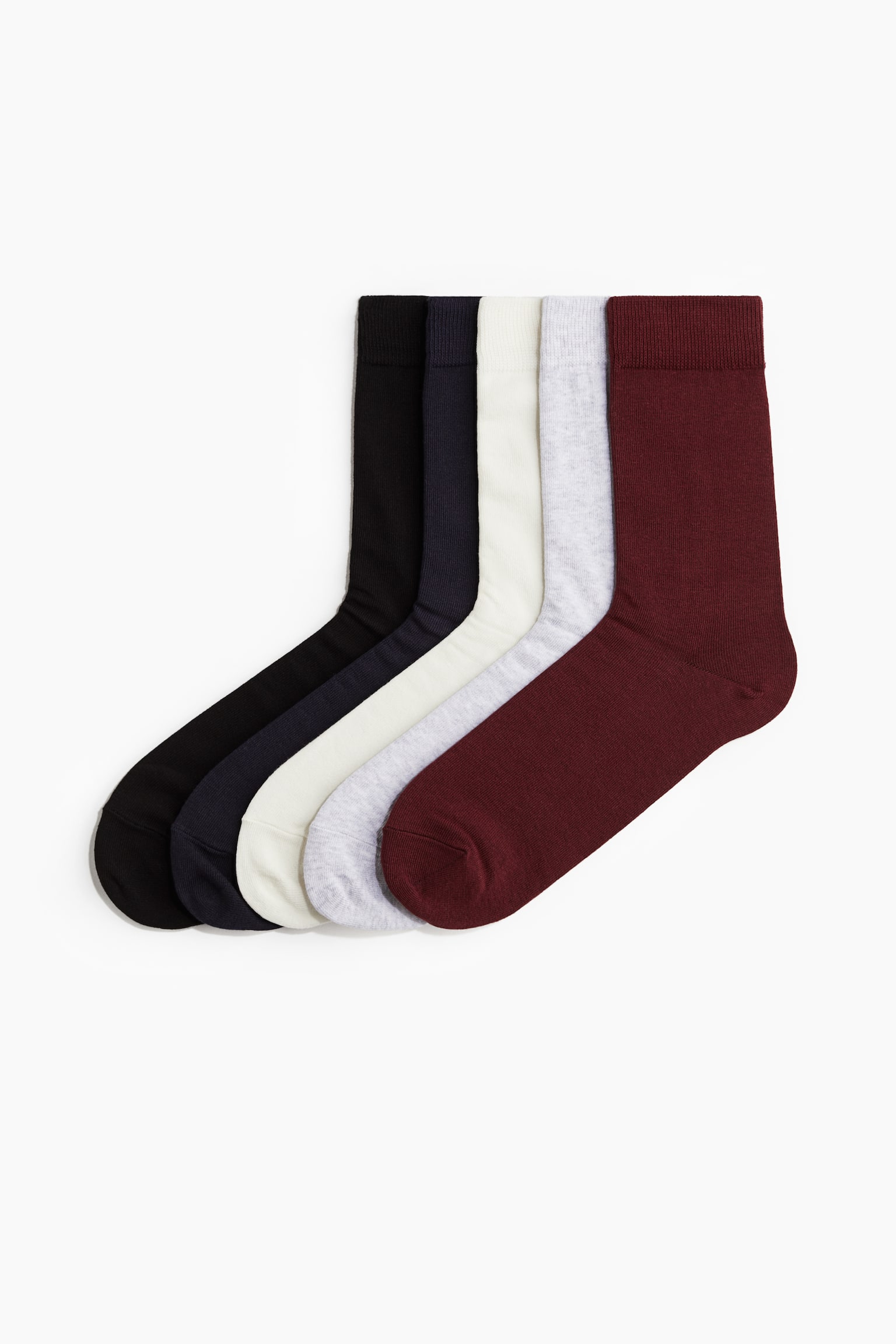 5-pack socks - White/Burgundy/Black/Light grey/Dark grey/Black/Black/Grey/Blue/Navy blue/Grey marl - 1