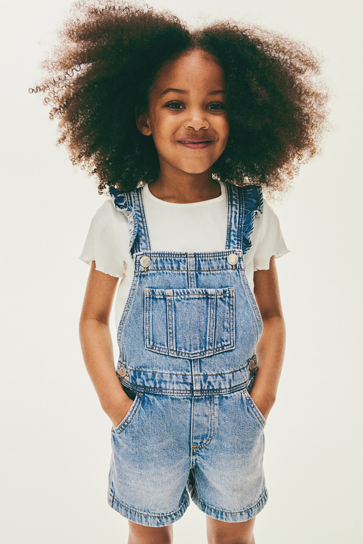 Denim dungaree shorts - Light denim blue - 2