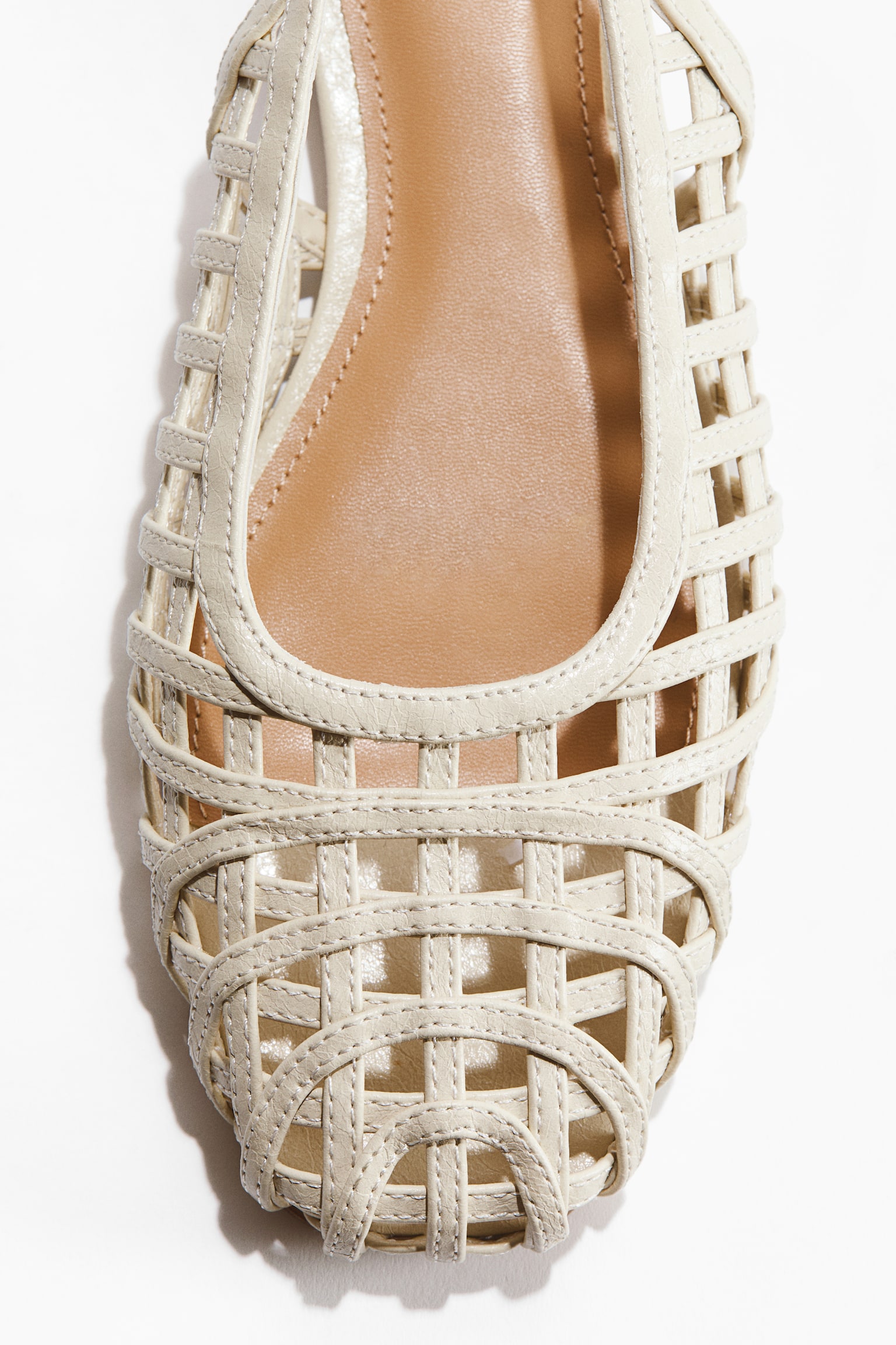 Braided-look slingbacks - Light beige/Brown/Beige - 4