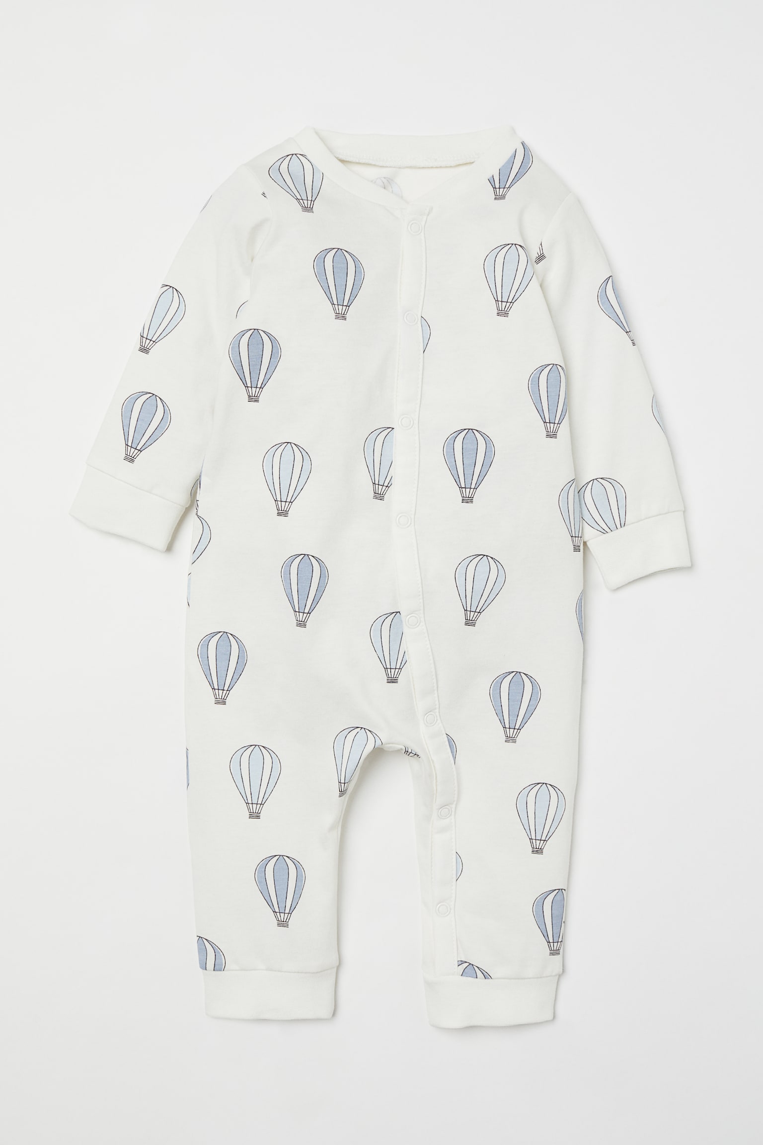 Cotton jersey pyjamas - White/Hot air balloons - 1