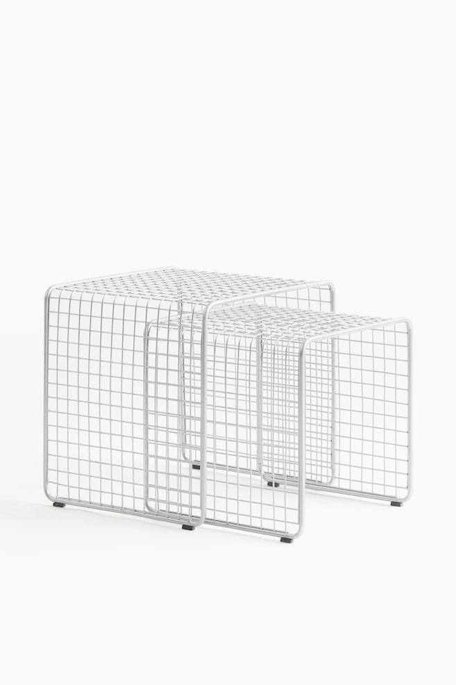 2-Piece Metal Wire Table Set - Silver-colored - 1