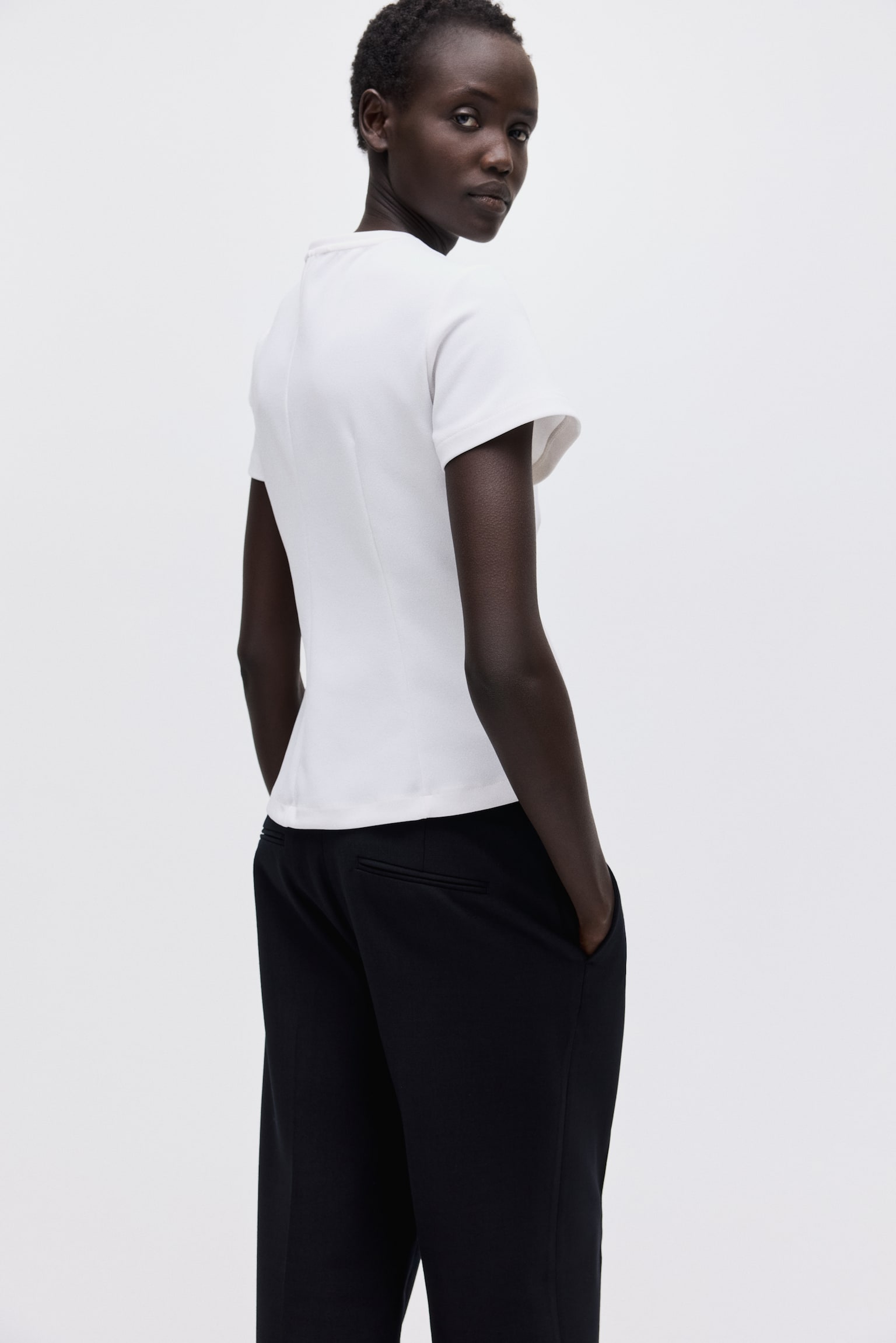 Wool-blend trousers - Black/Dark grey - 3