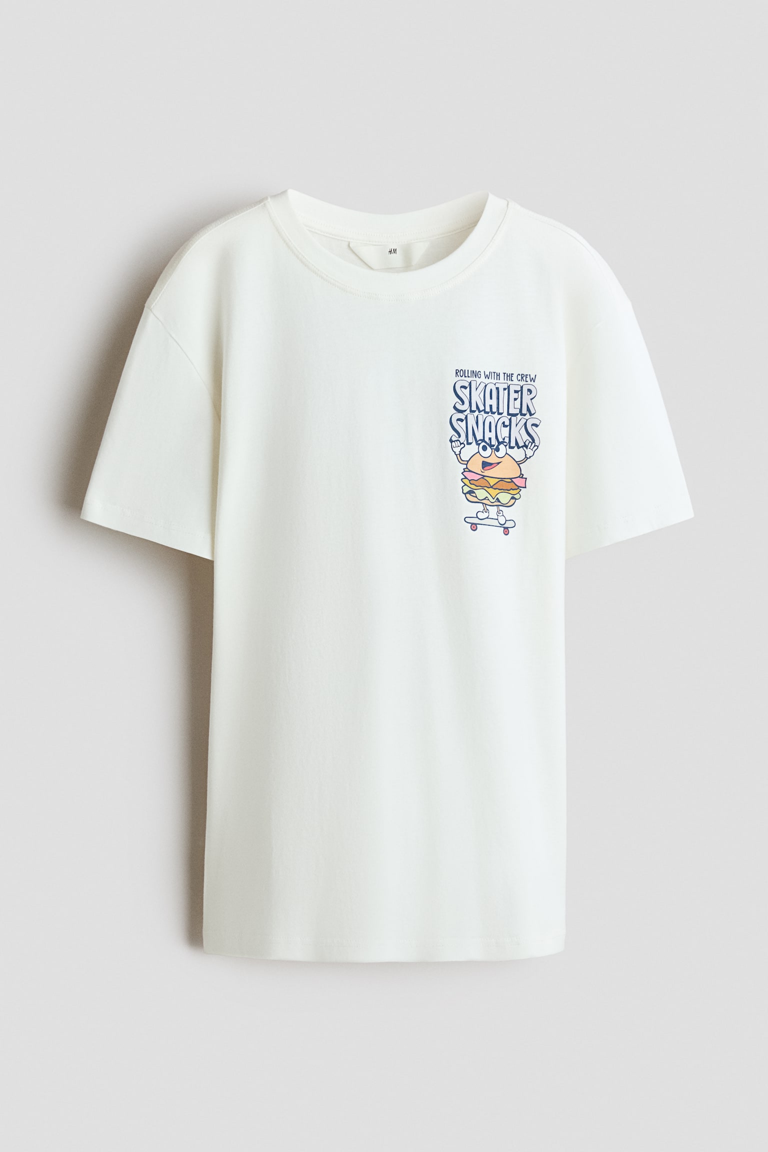 T-shirt in cotone con stampa - Ivory/Skater Snacks/Crema/Burger/Turchese chiaro/Stay Chill/Grigio mélange/Skate Crew/Rosa tenue/Forever in Control