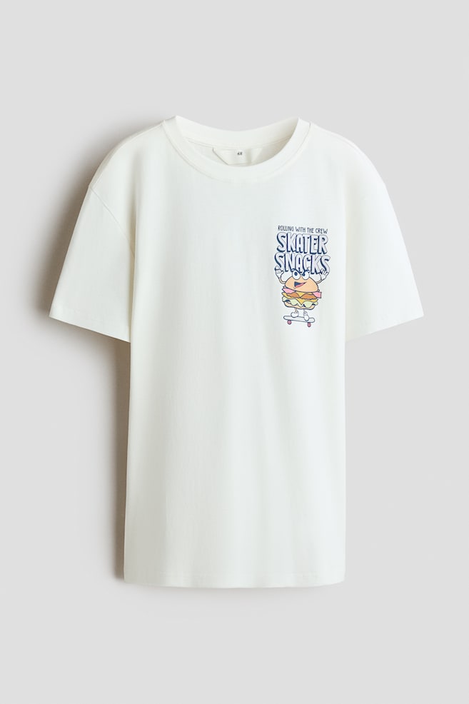 Printed cotton T-shirt - Ivory/Skater Snacks/Ivory/Racing Team/Navy blue/NASA/Green/Street Storyteller/Light turquoise/Stay Chill/Cream/Burger/Light grey marl/Skate Crew/Pale pink/Forever in Control - 1