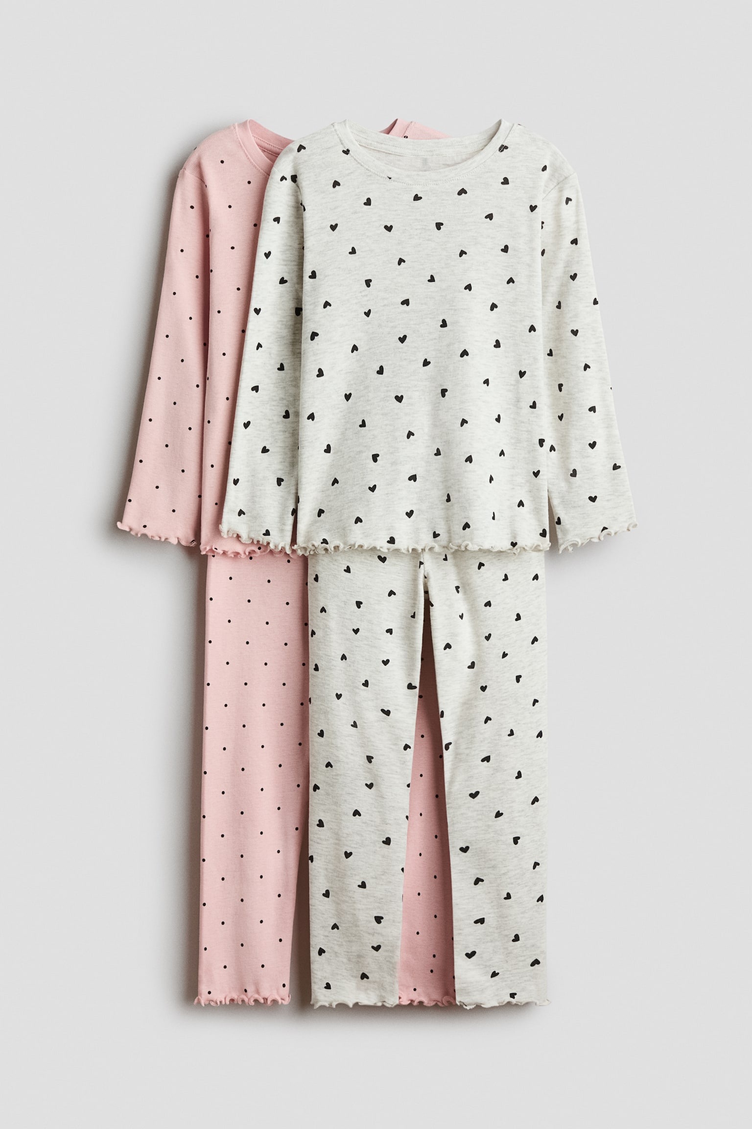 2-pack patterned cotton pyjamas - Light pink/Hearts/Dusty purple/Floral