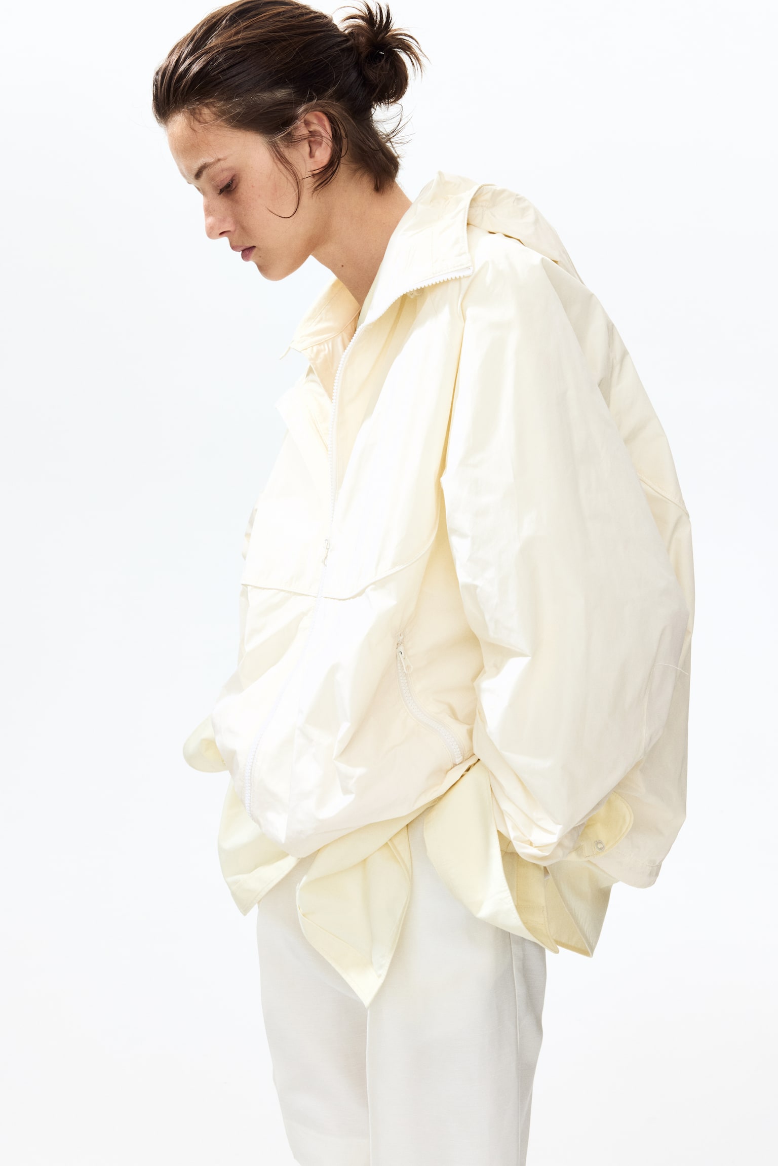 Hooded windbreaker - Cream/Dark blue - 6
