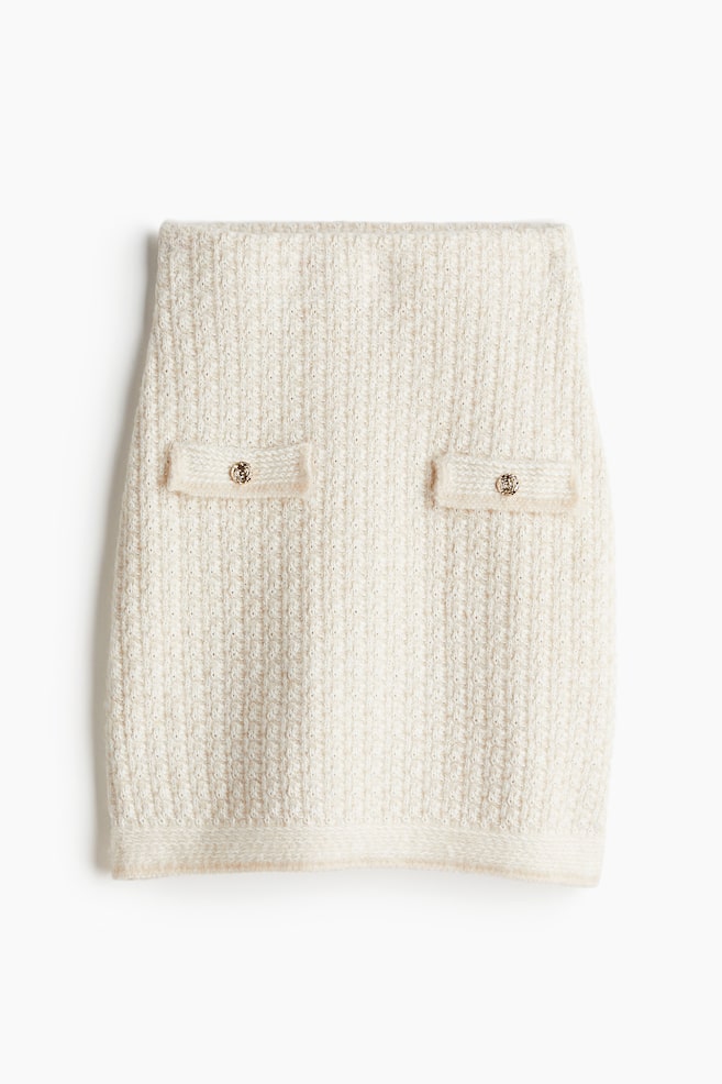 Falda en tejido pointelle - Beige claro - 1