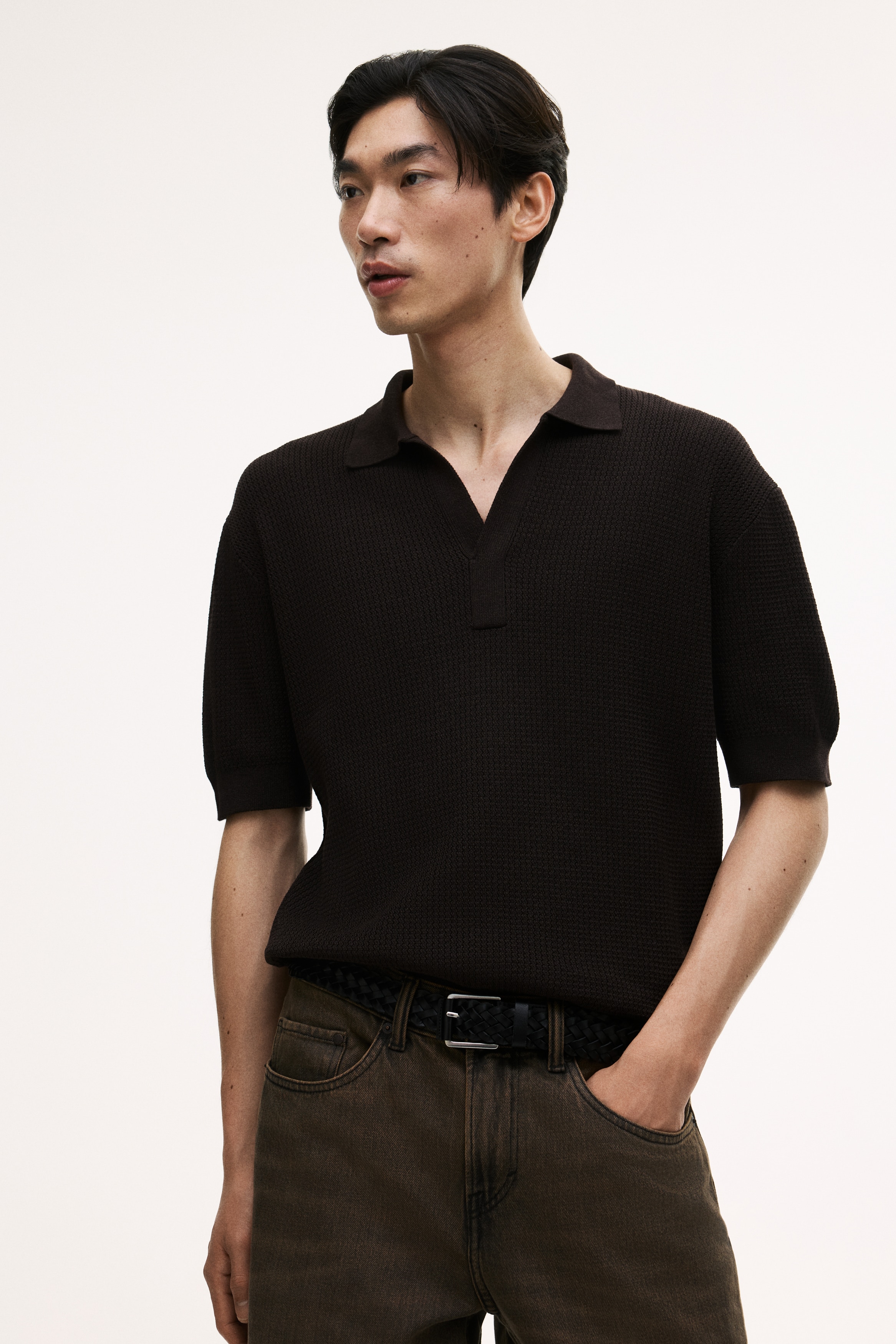 Regular Fit Knitted polo shirt - Dark brown