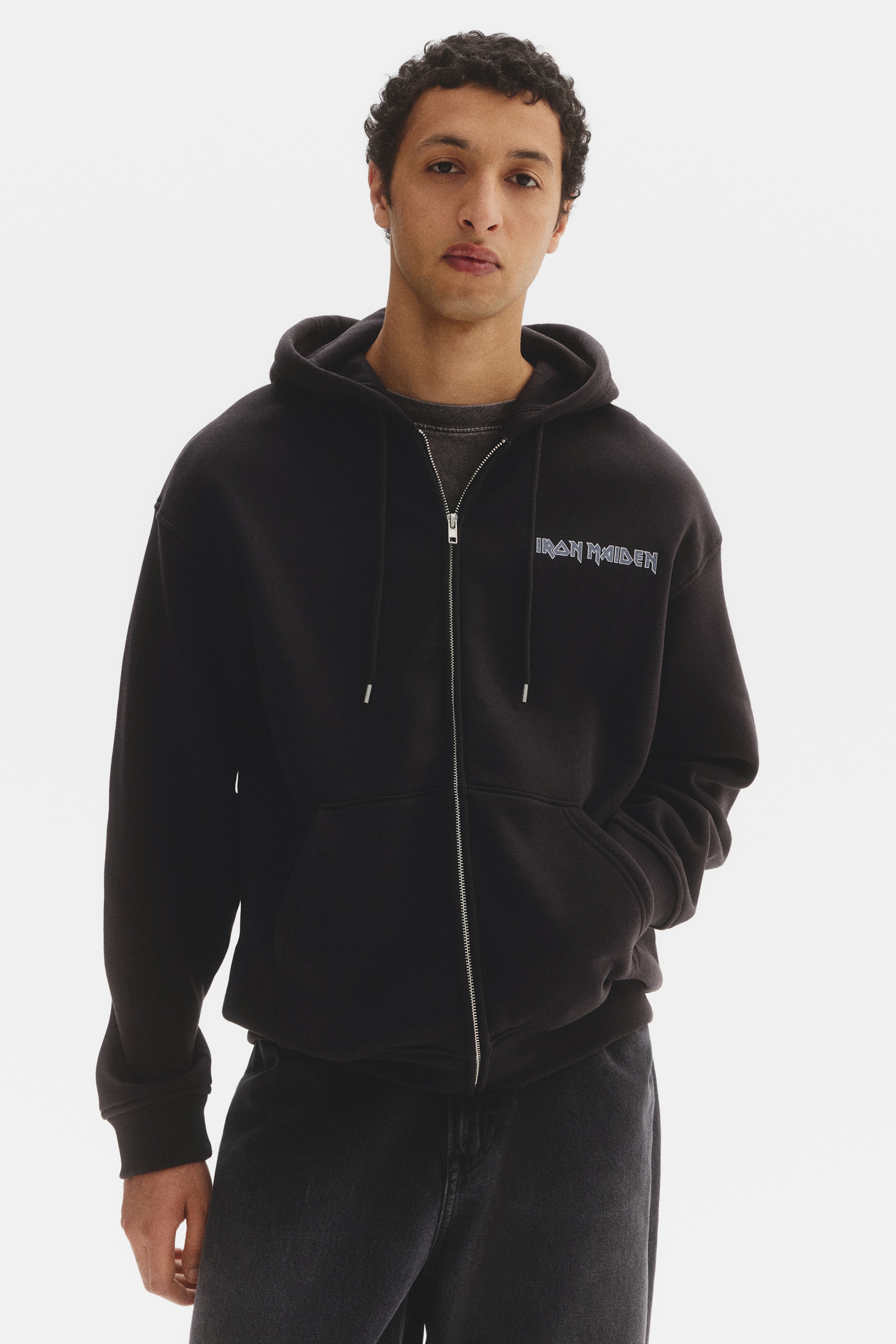 Veste imprimée Loose Fit avec capuche et zip - Noir/Iron Maiden/Noir/Guns N' Roses/Gris clair chiné/Honda