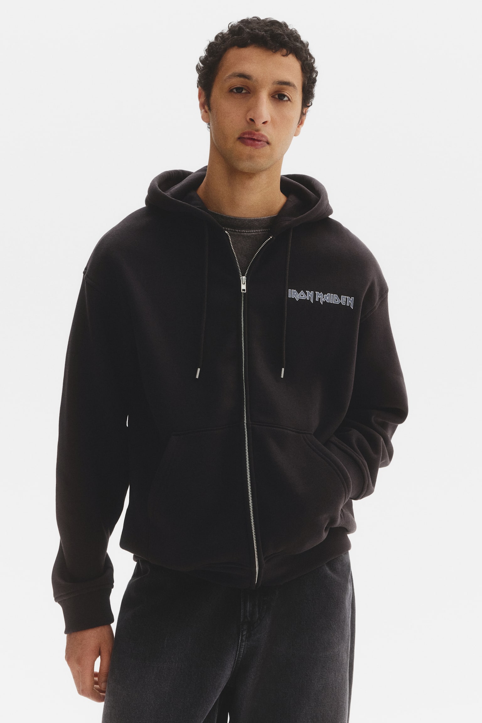 Loose Fit Printed zip-through hoodie - Black/Iron Maiden/Black/Guns N' Roses/Light grey marl/Honda - 1