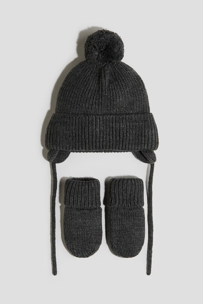 2-piece Beanie and Mittens Set - Light beige - Kids | H&M US display picture 1