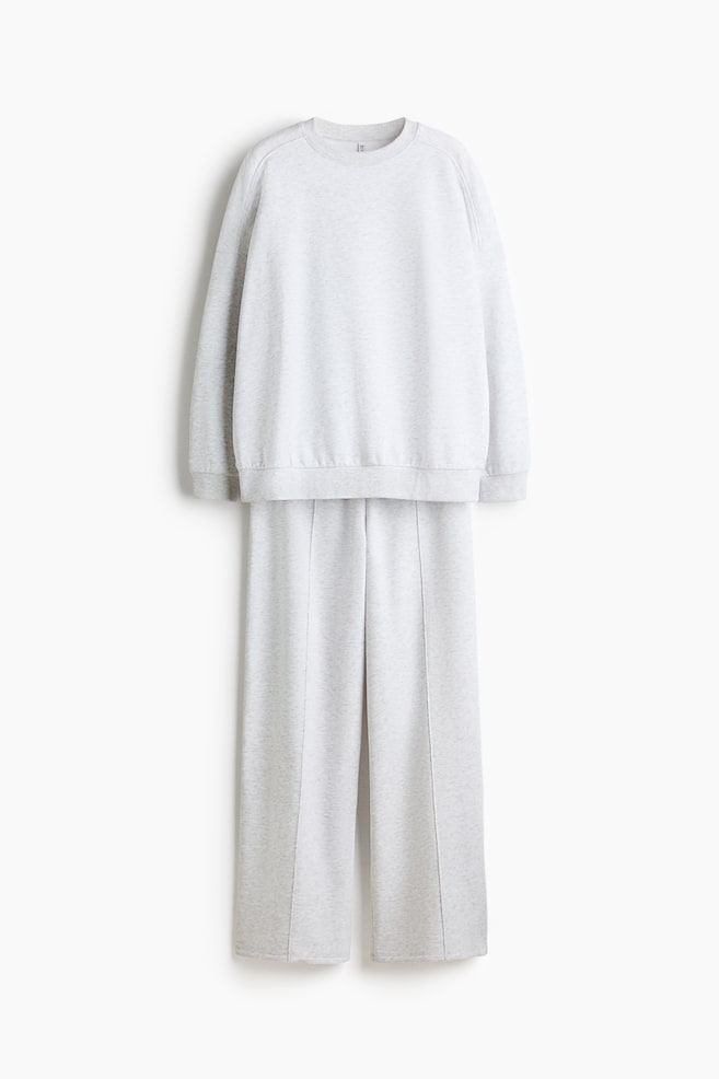 Conjunto sudadera de 2 piezas - Gris claro jaspeado/Turquesa empolvado/Marrón oscuro - 1