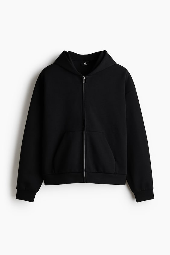 Мужская куртка H&M Oversized Interlock Hooded, цвет: Чёрный