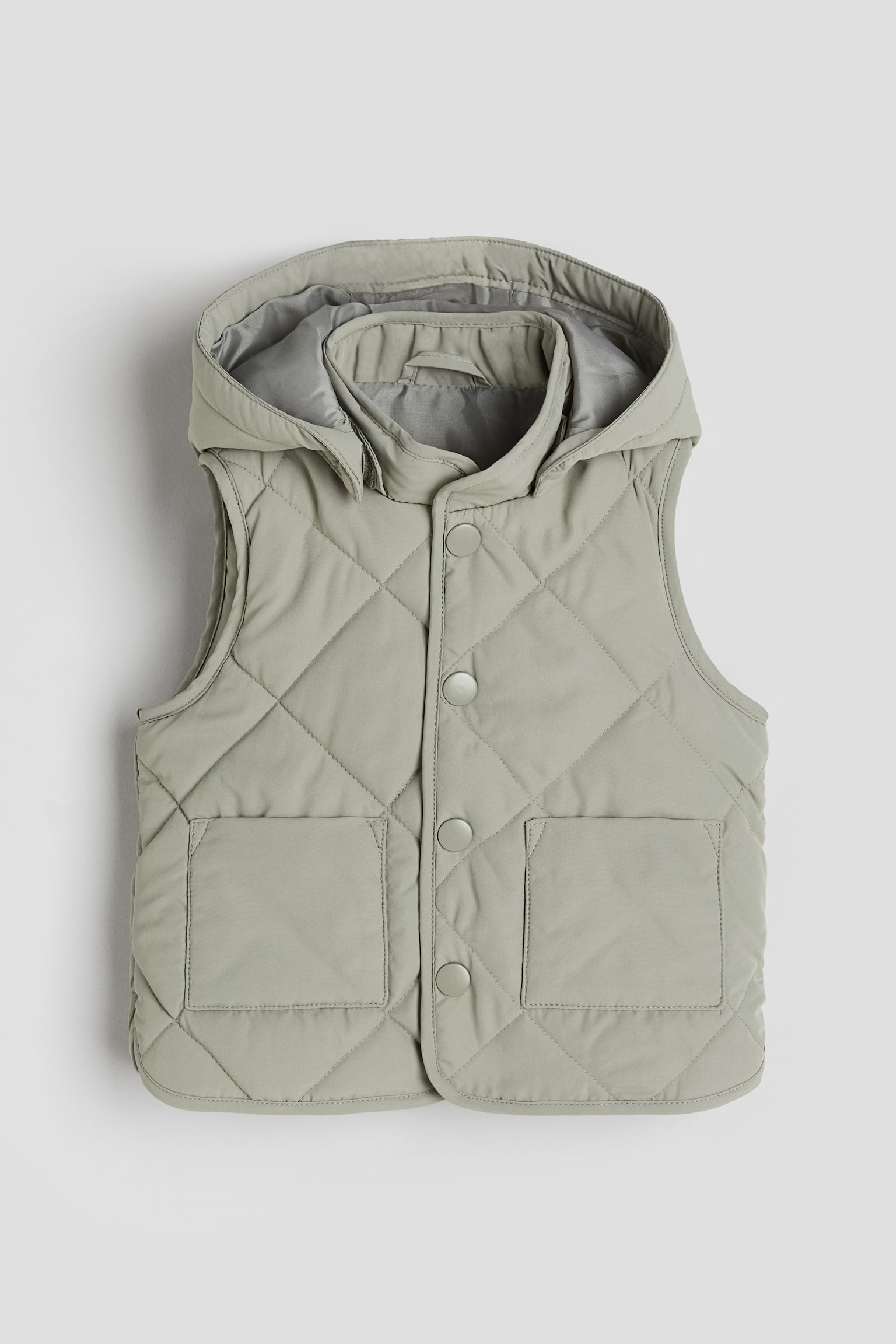 Quilted Vest - Light khaki green/Light beige - 1