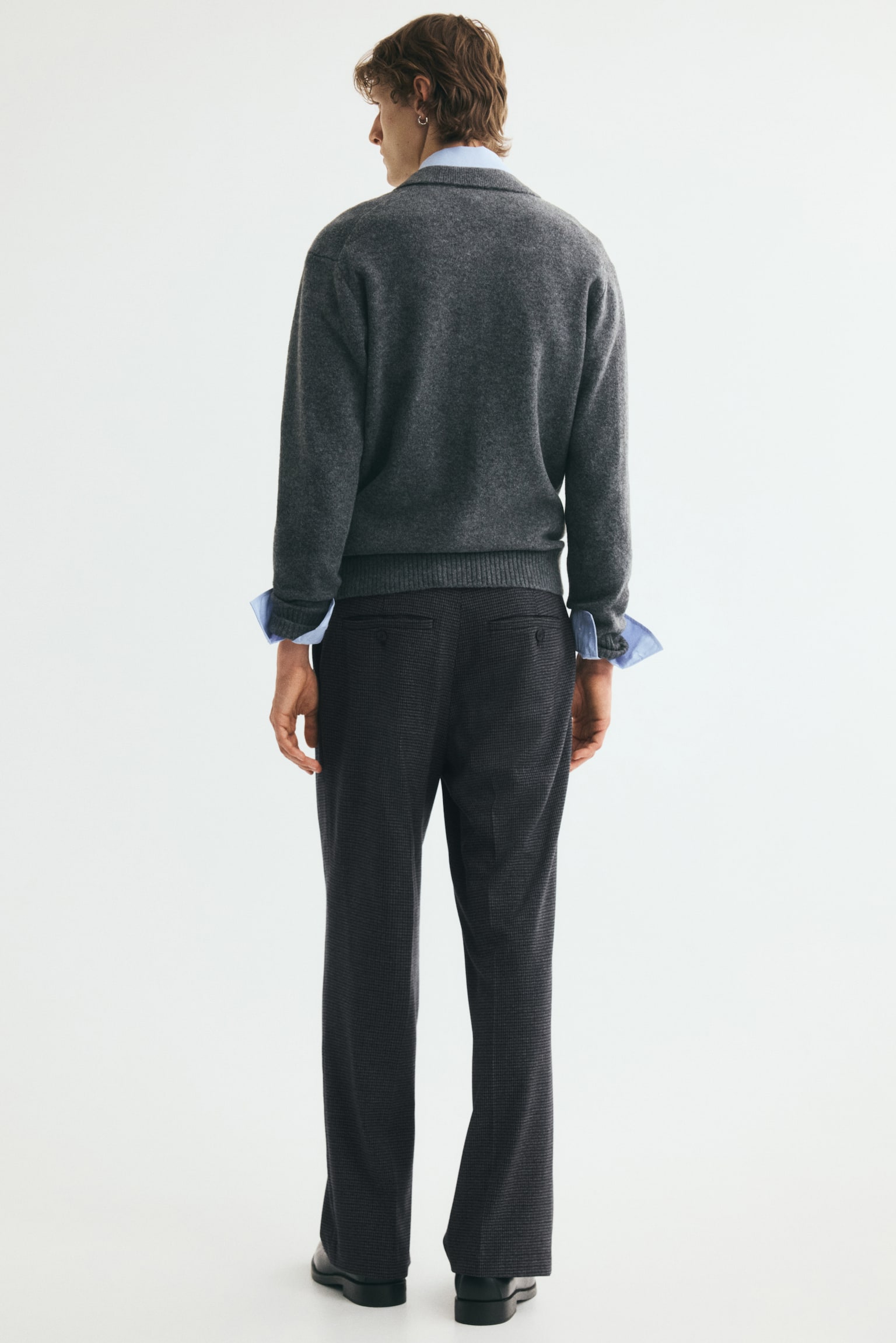 Мужские брюки H&M Regular-Fit Dress Pants, цвет: Тёмный серый / Клетчатый — фото 5