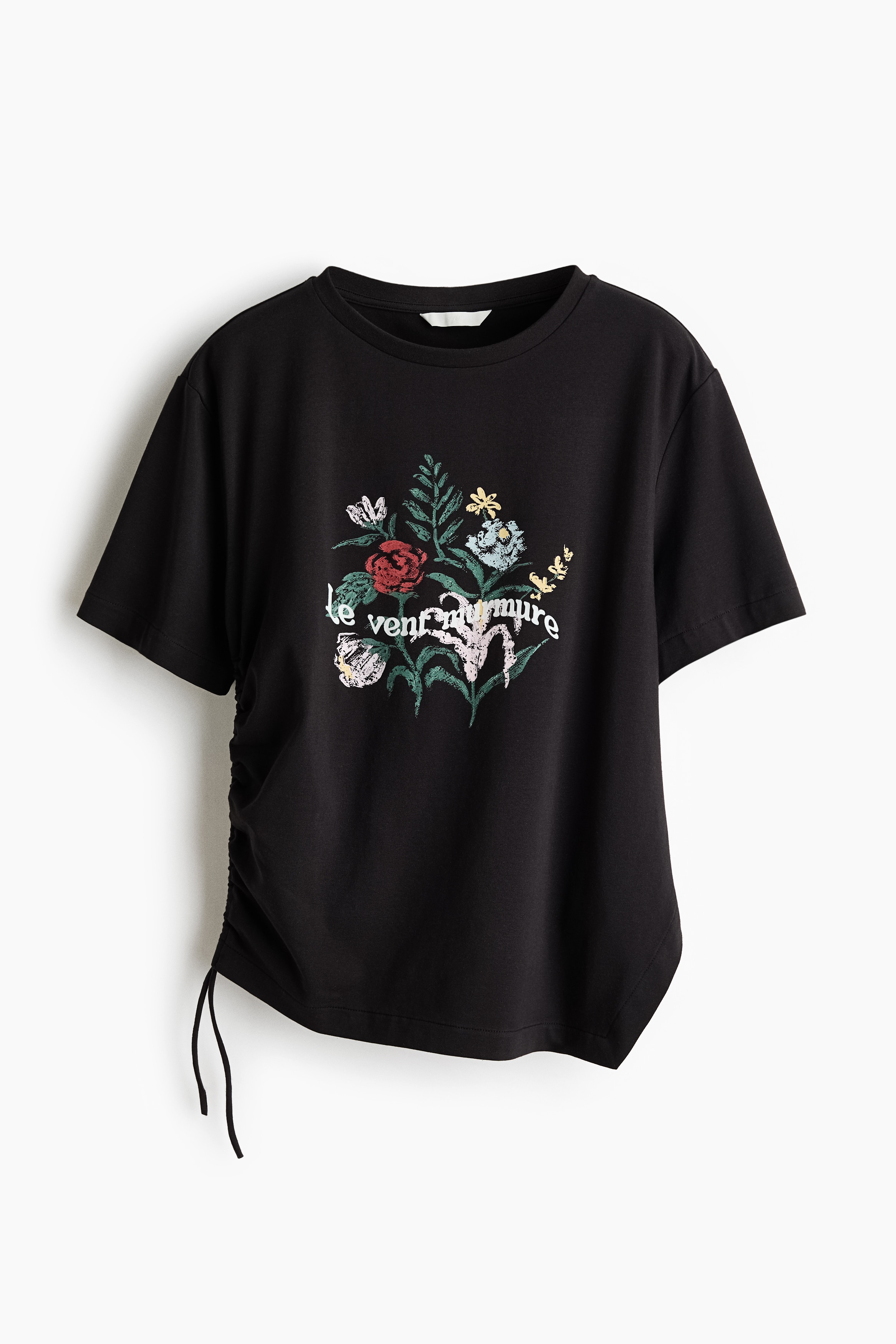 Áo thun có dây rút - Màu đen/Hoa/Màu kem/Hoa/Màu xám nhạt/Kismet