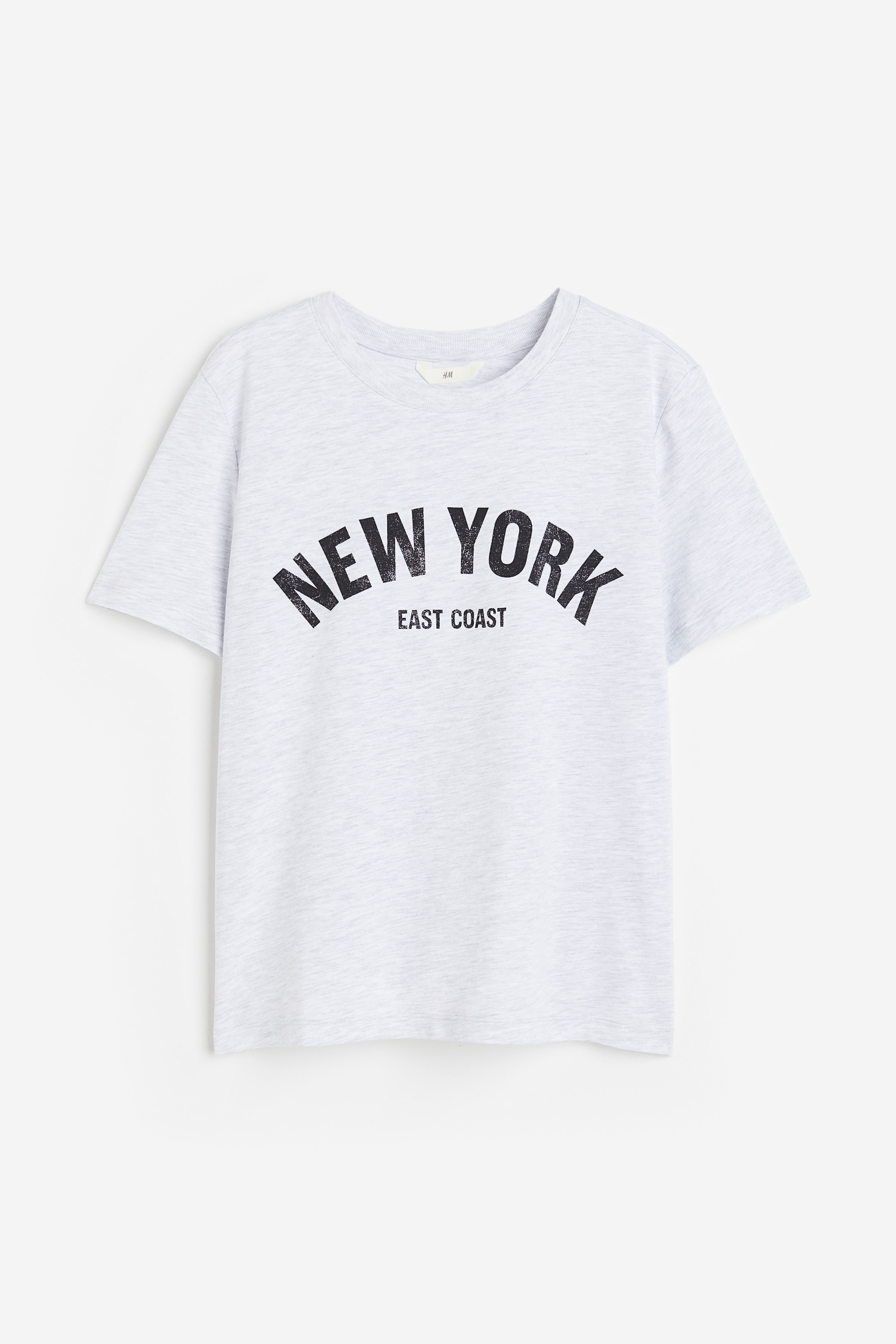 Printed T shirt Light gray melange New York Ladies H M US