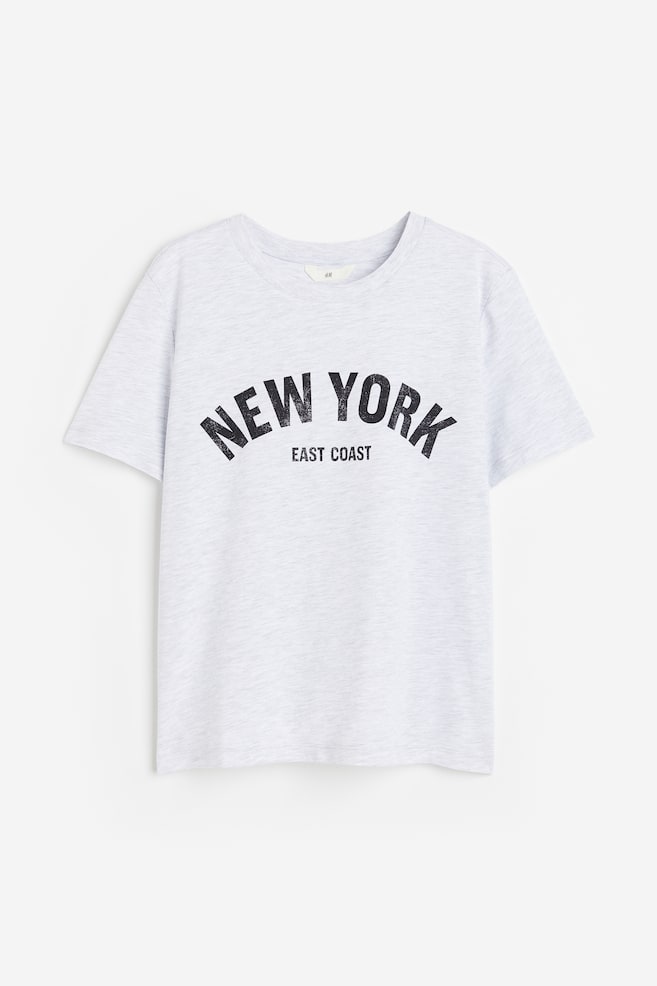 T-shirt med tryk - Lysegråmeleret/New York/Hvid/Los Angeles/Lyseblå/San Diego/Sortstribet/Paris/dc - 2