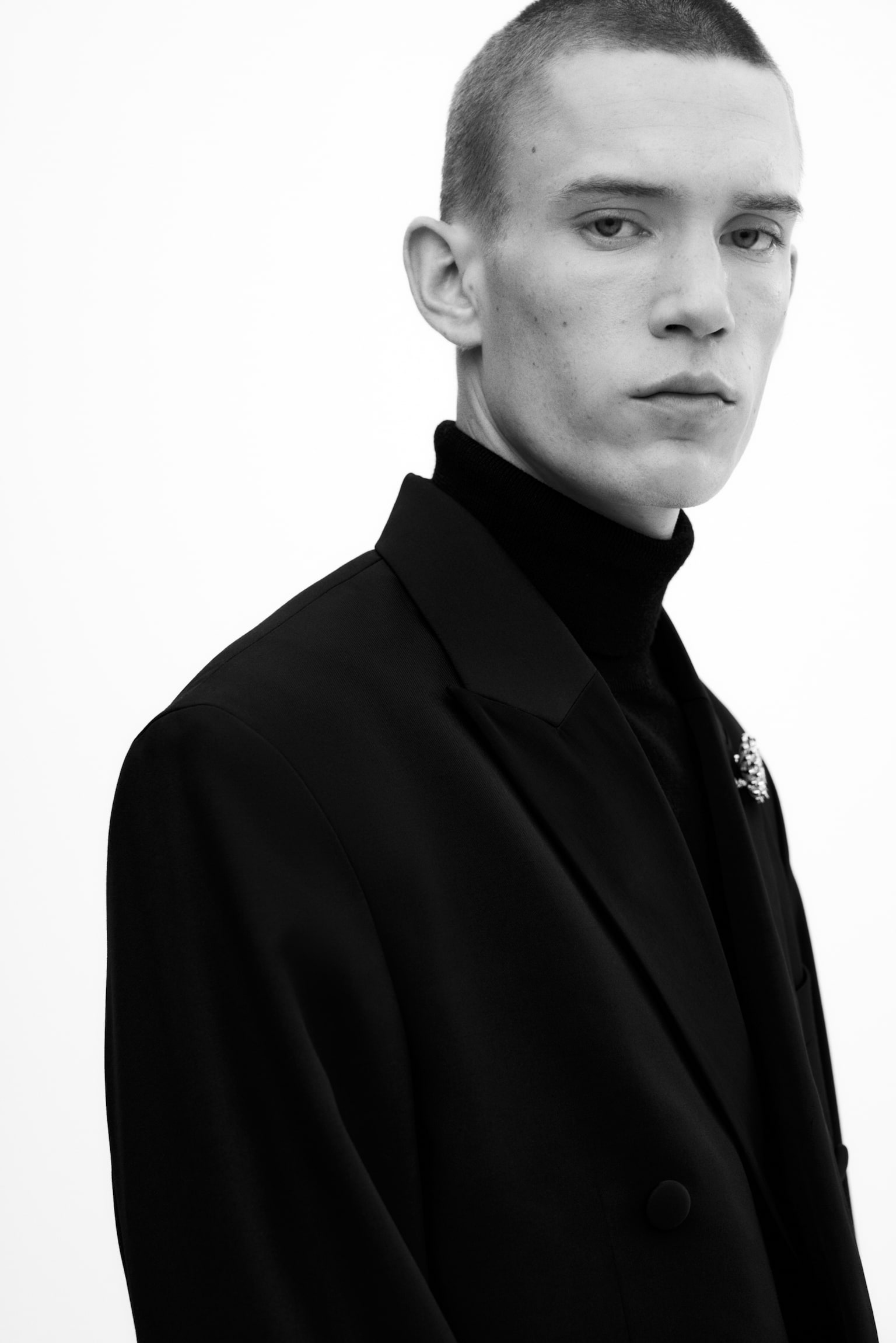 Relaxed Fit Wool-blend tuxedo jacket - Black - 6