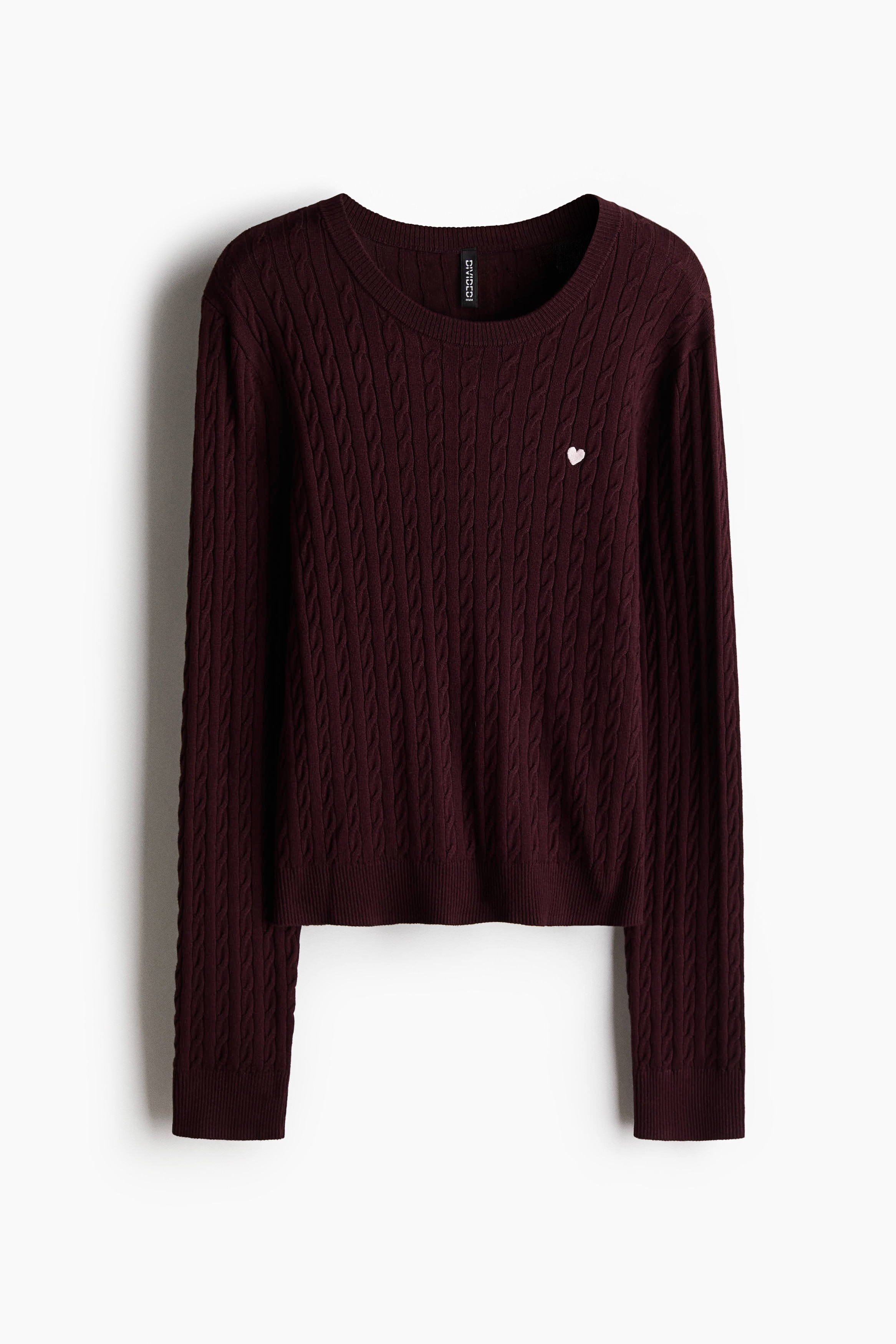 Cable-Knit Sweater - Burgundy/White/Dark gray/Light pink/Navy blue/Blue