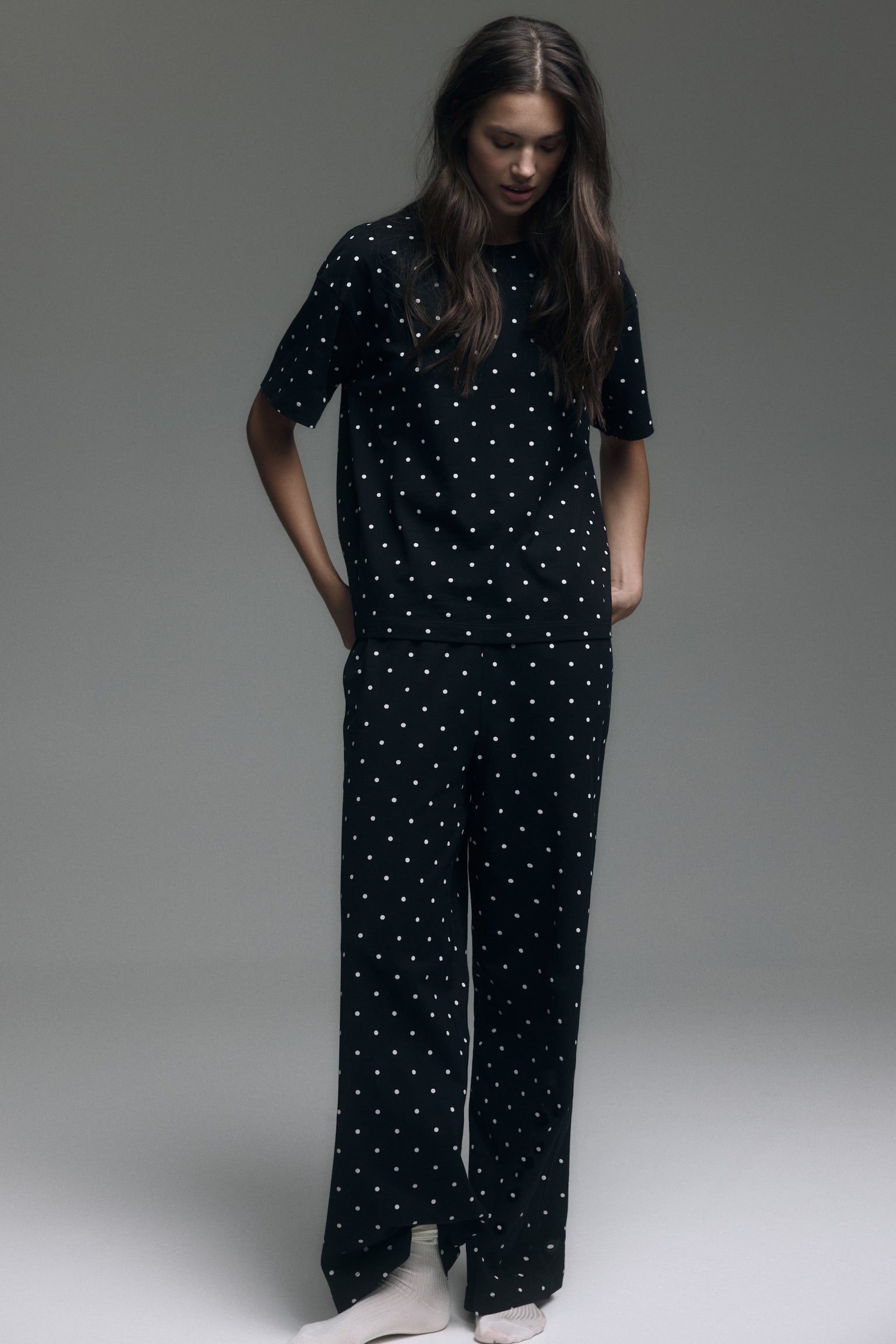 Baumwollpyjama - Schwarz/Gepunktet/Cremefarben/Geblümt/Braun/Buongiorno/Cream/Hearts - 7