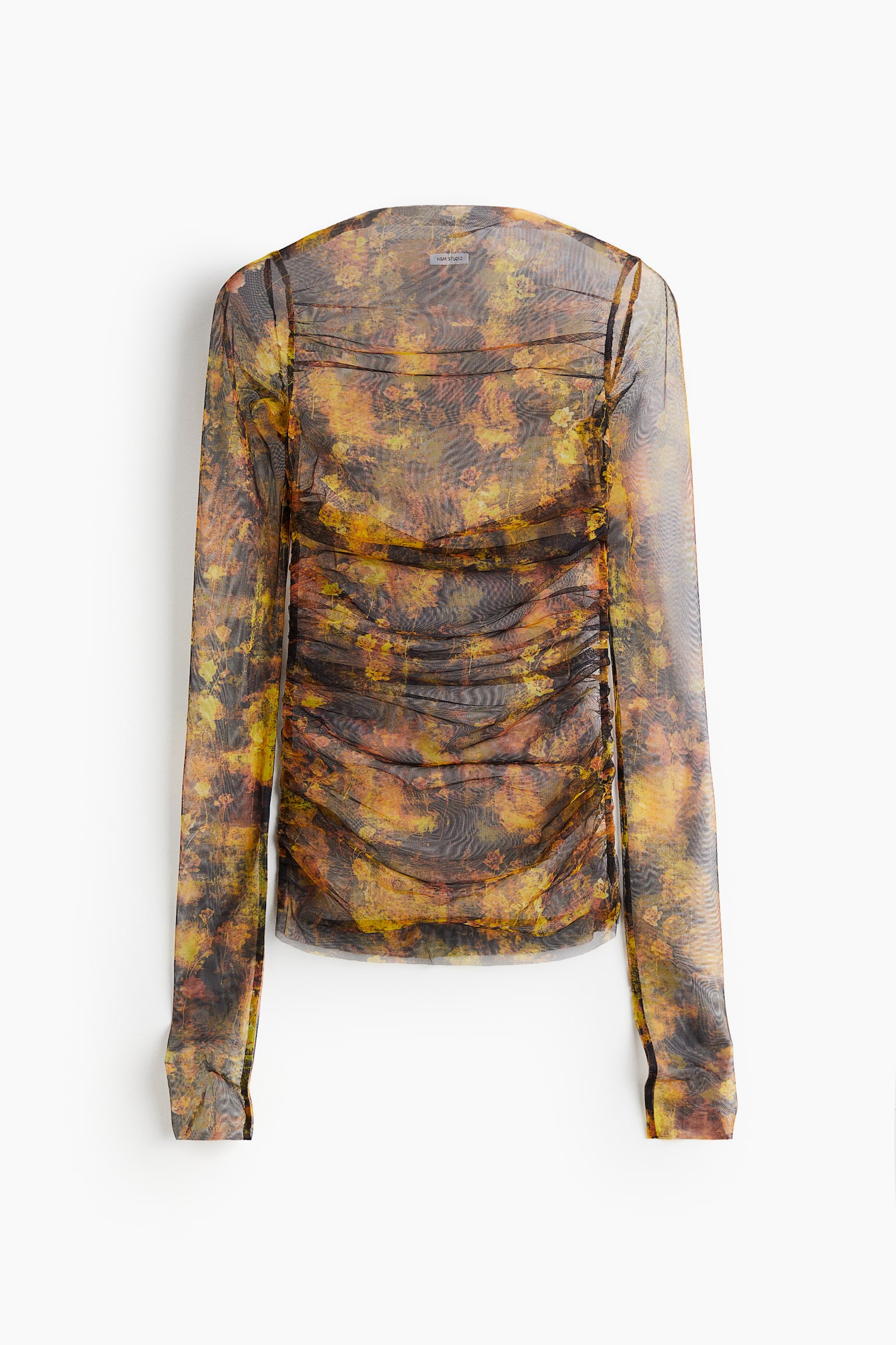 Draped mesh top - Black/Floral - 2