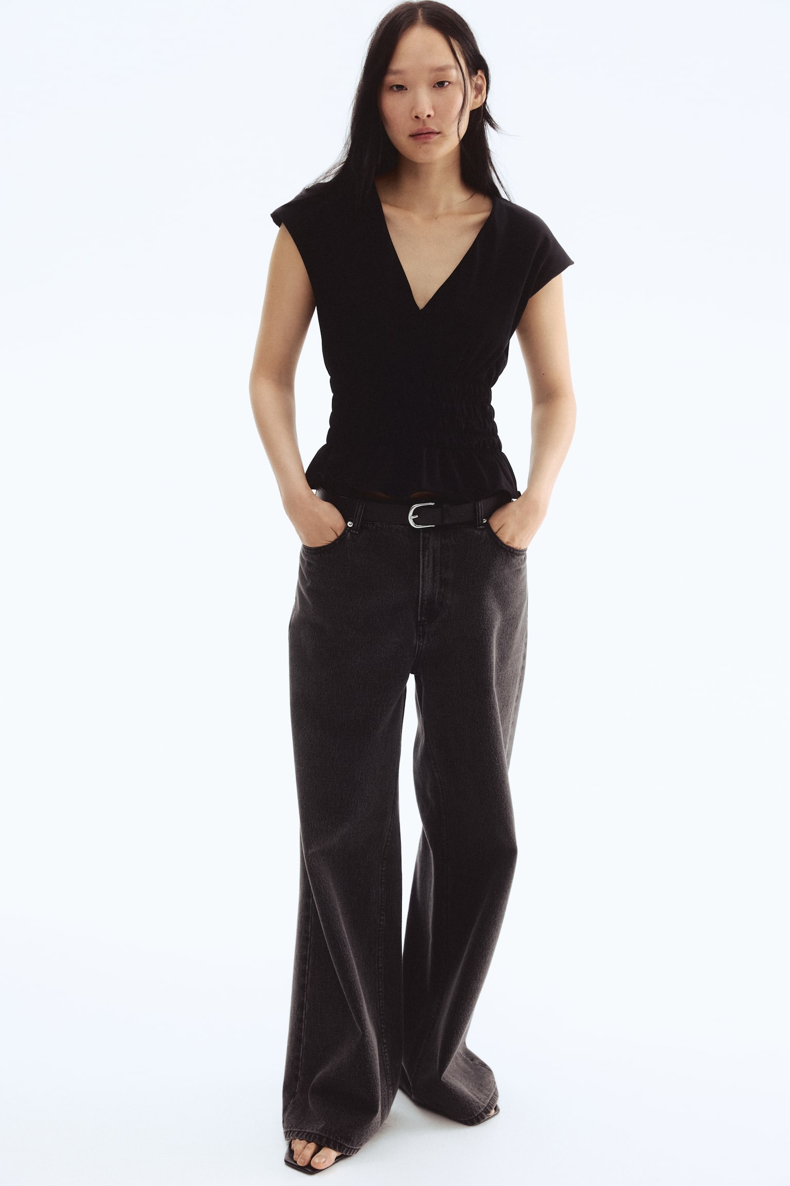 Büzgülü ve Pamuklu Üst - Siyah/Beyaz/Koyu kahverengi/Lacivert - 6