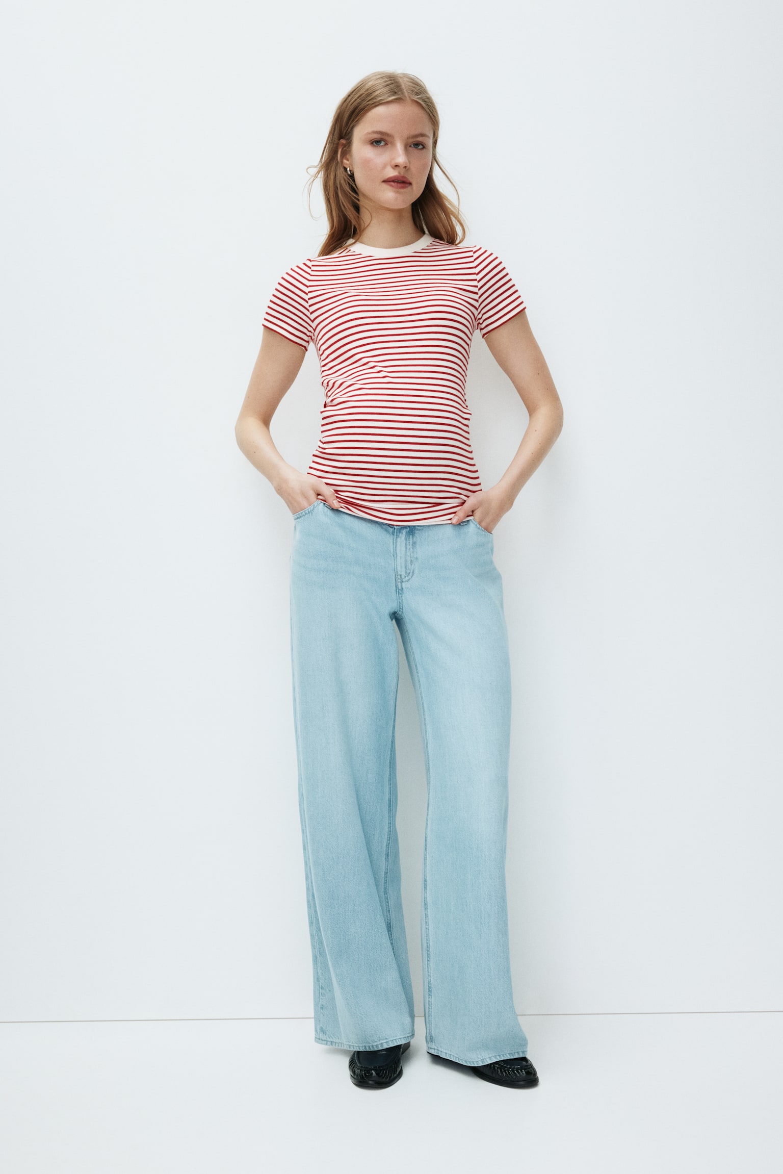 MAMA חולצת ריב - לבן/אדום פסים/לבן/פסים - 3