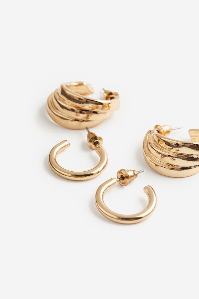 2 pairs hoop earrings - Gold-coloured - 2