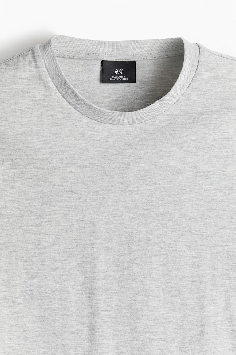 Regular Fit T-shirt - Round neck - Short sleeve - Grey marl - Men | H&M GB