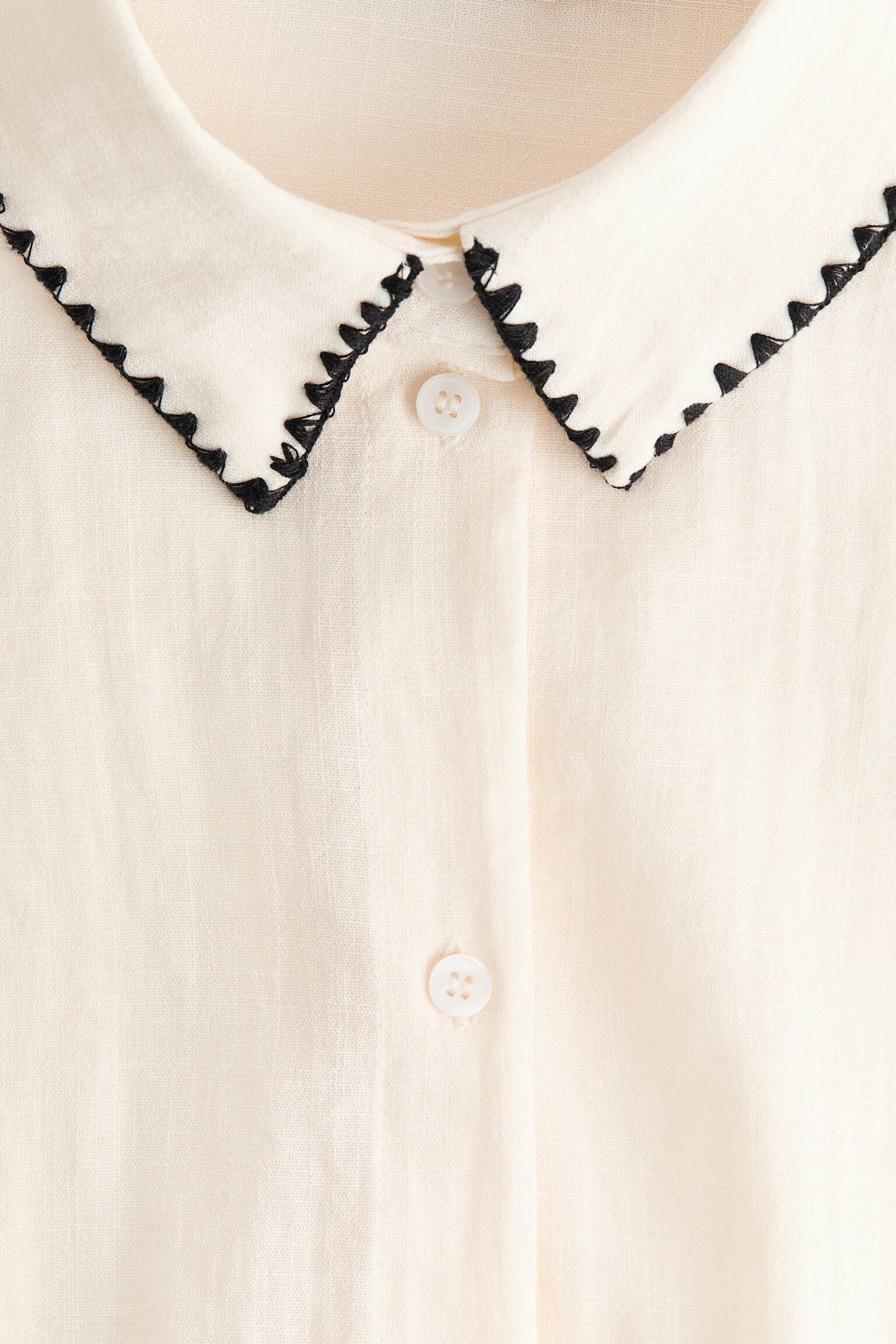 Пляжна сорочка оверсайз - Кремовий/Темно-коричневий - 6