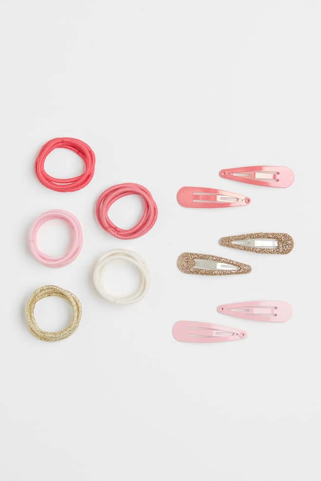Hair elastics and clips - Light pink/Gold-coloured - 1