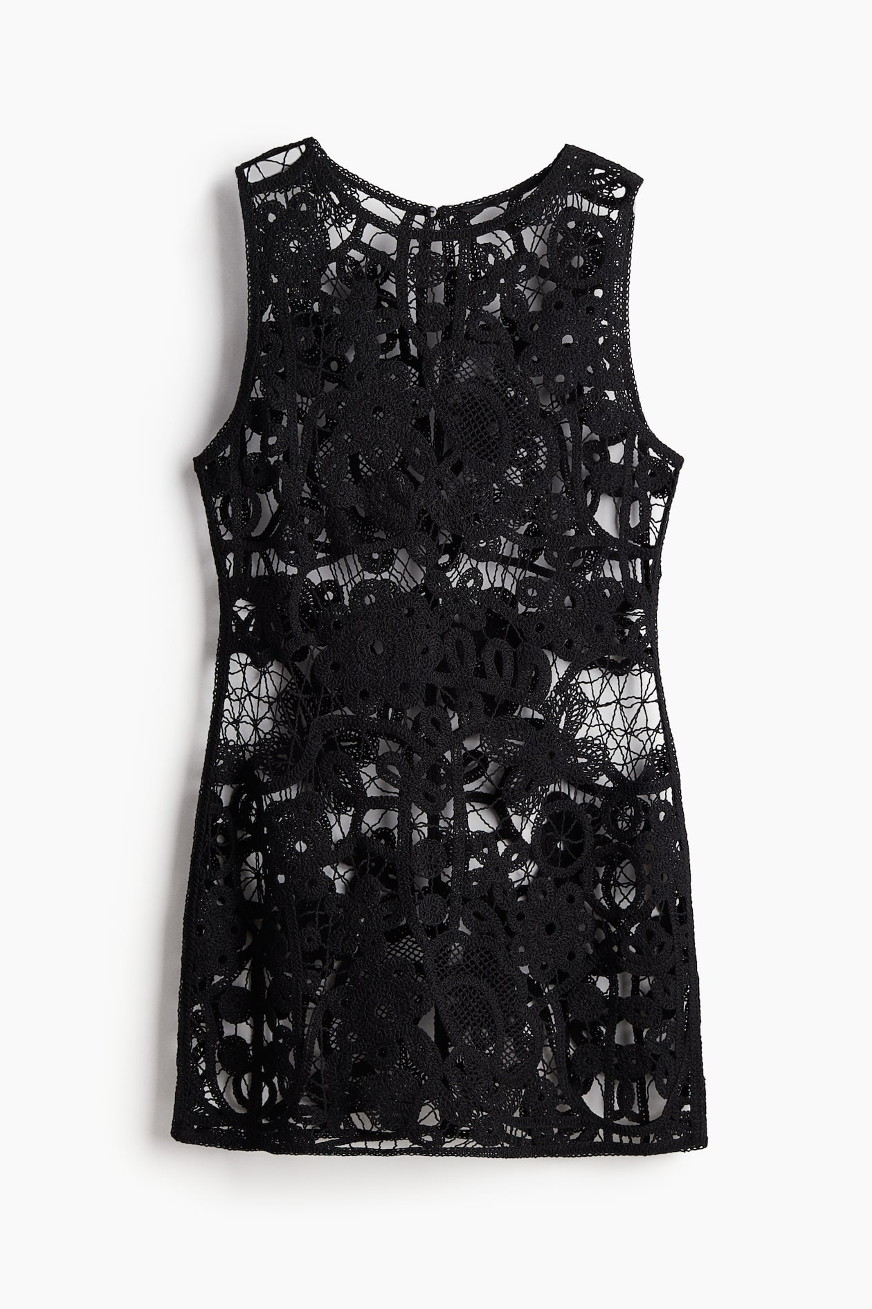 hm black crochet dress Women's Black Crochet-look beach dress