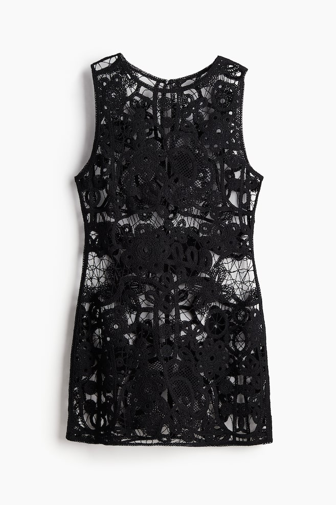 Strandkleid im Häkellook - Schwarz - 1