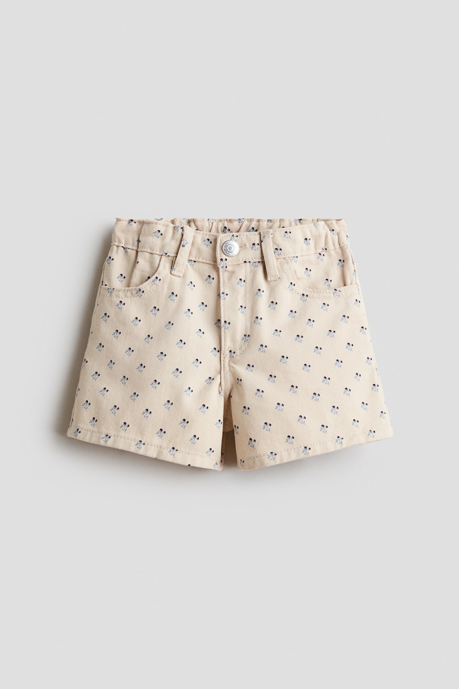 Printed cotton twill shorts